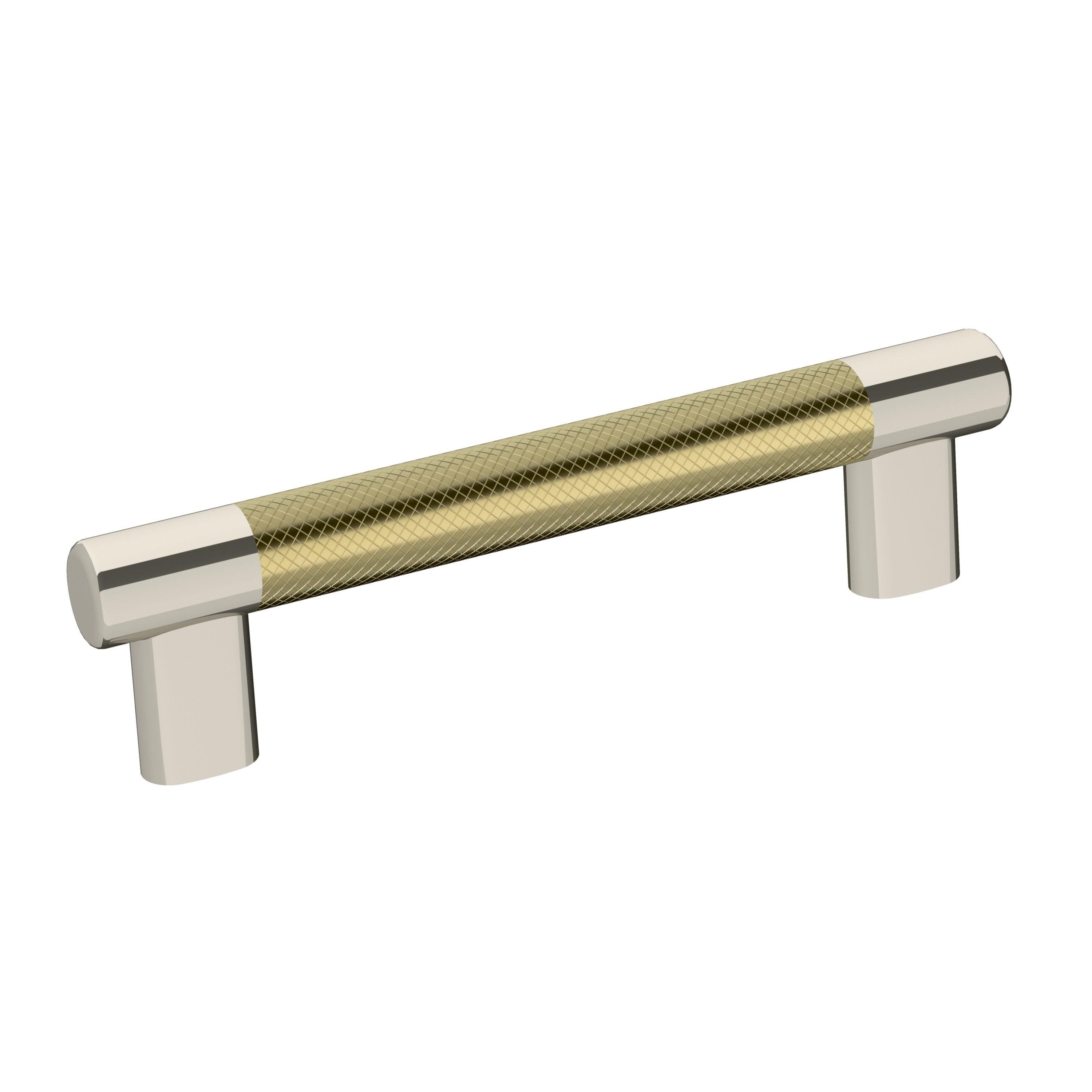 Amerock Esquire 5-1/16 inch (128mm) Center-to-Center Polished Nickel/Golden Champagne Cabinet Pull