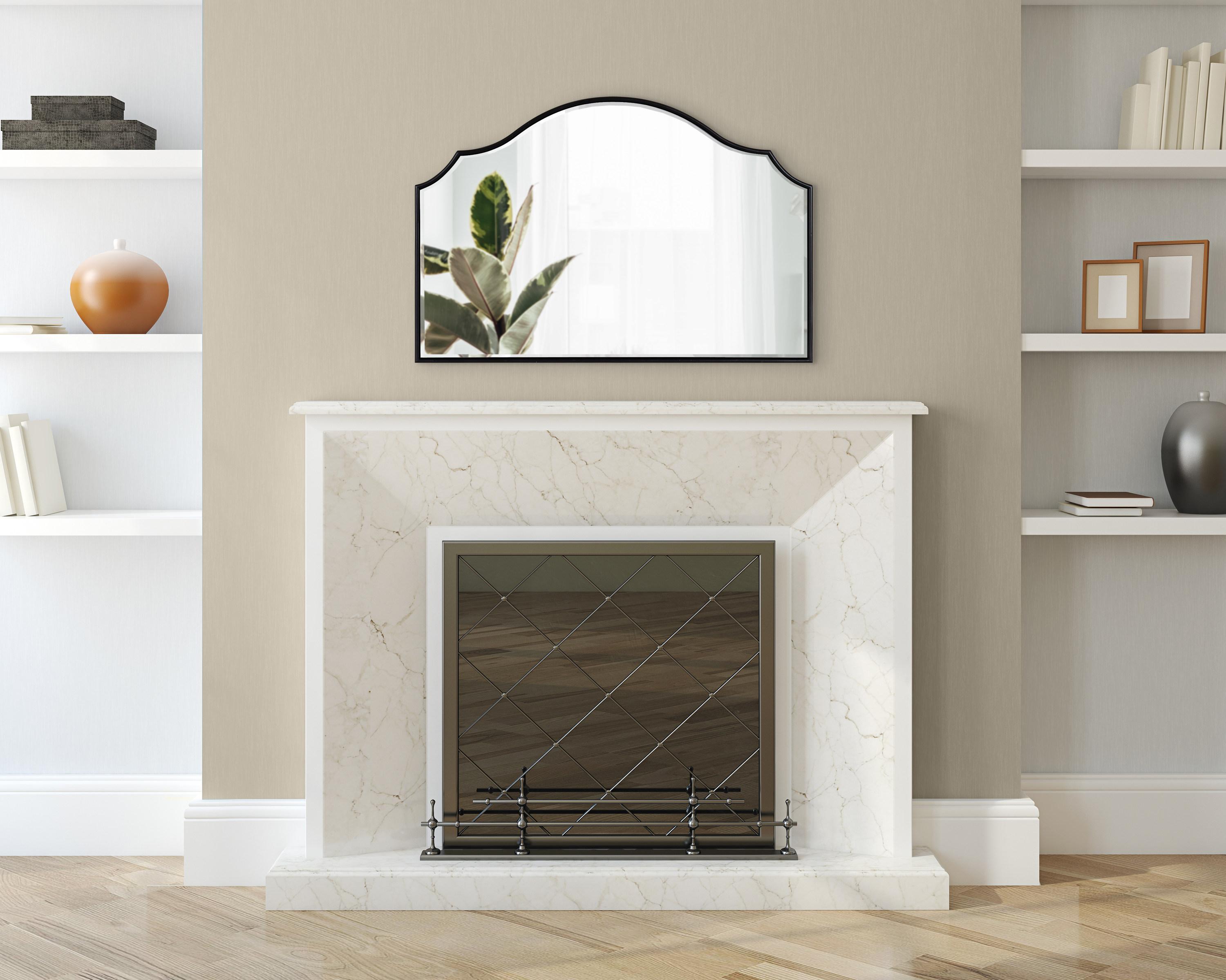 Kate and Laurel Leanna Glam Horizontal Wall Mirror, 20 x 30, Black, Sophisticated Large Mirror for Wall