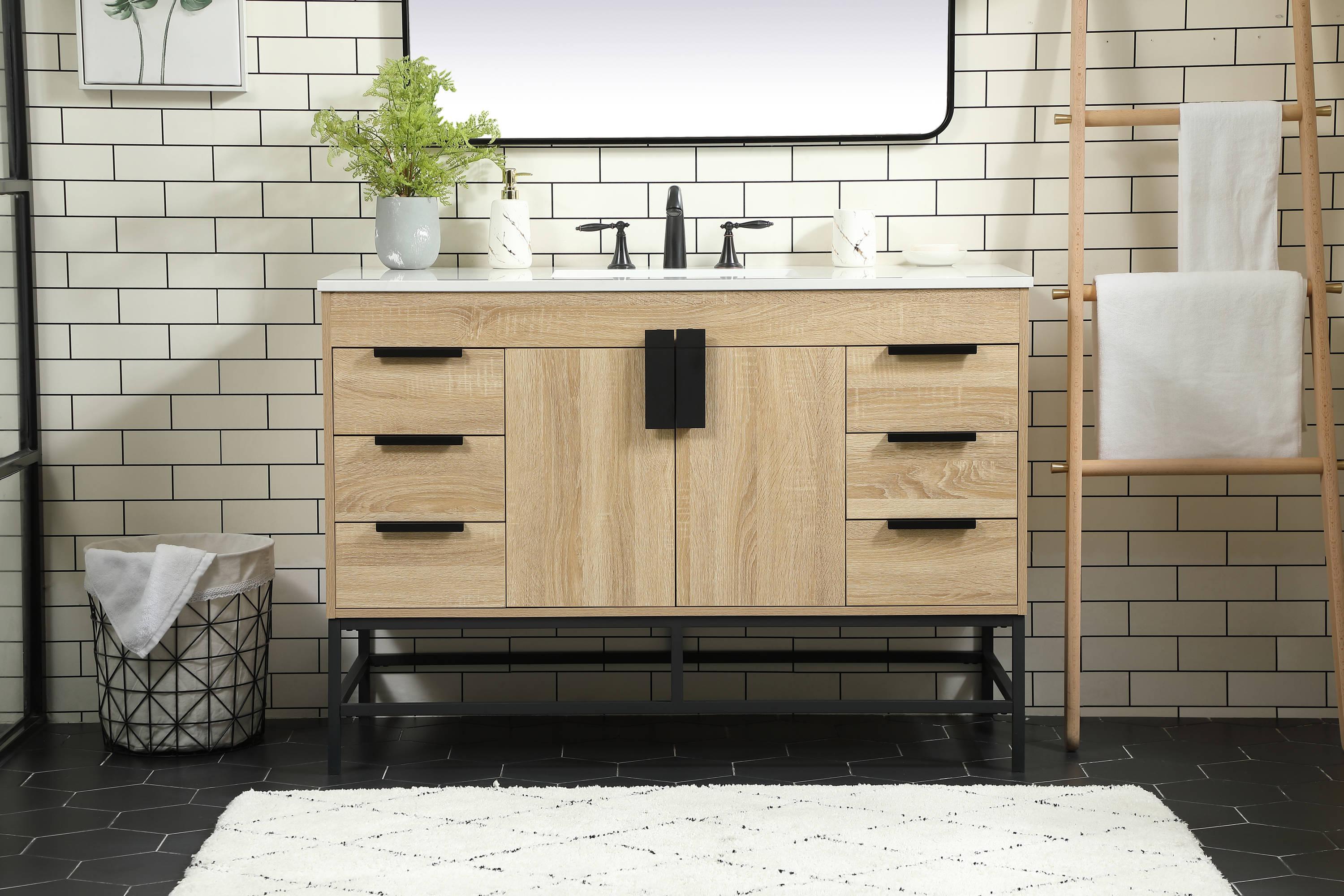 Corley 48'' Single Bathroom Vanity with Engineered Marble Top