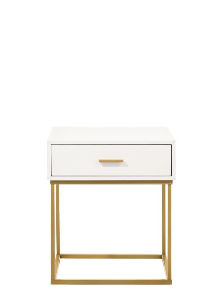 LuXeo LuXeo Catalina One Drawer Nightstand with Mustard Gold Legs