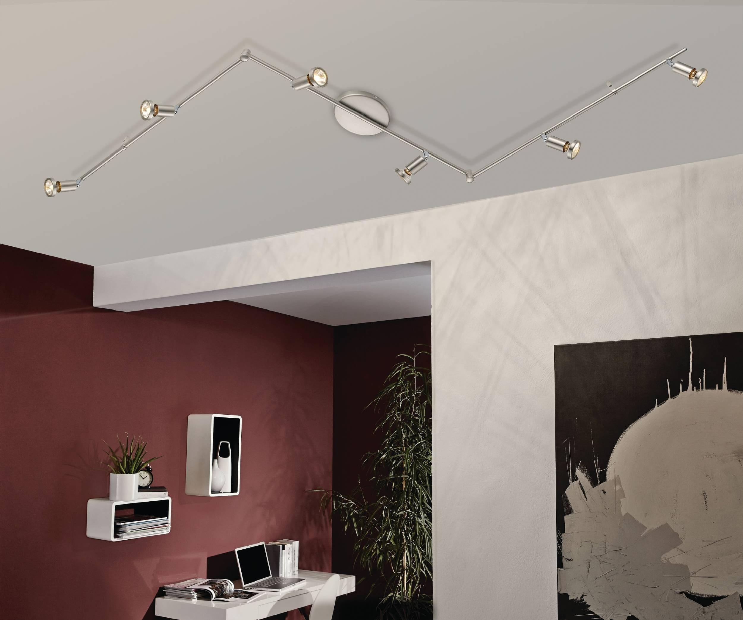 EGLO Buzz 6-Light Track Light Matte Nickel: Transitional Style, Adjustable, ETL Listed, Halogen