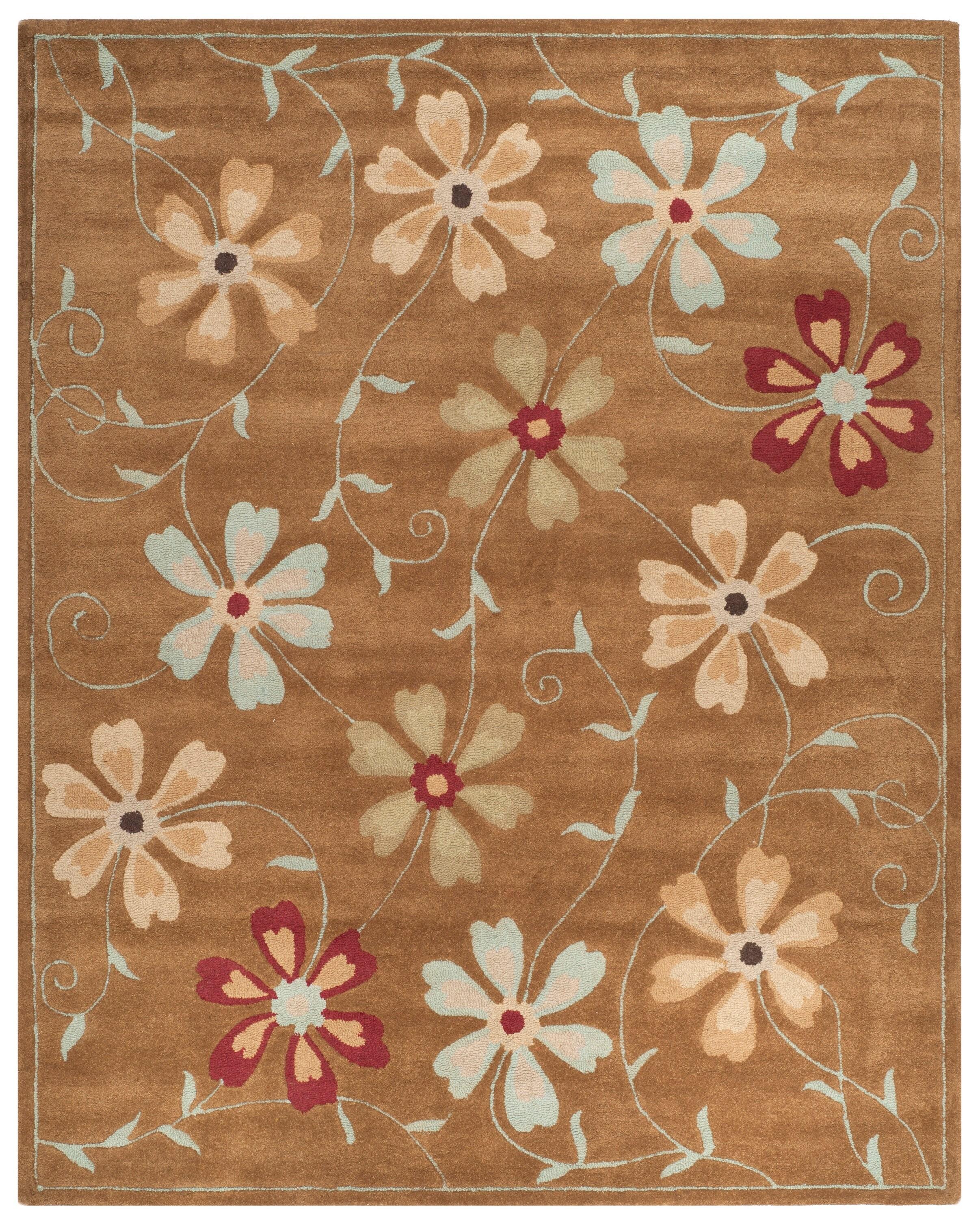 Blossom BLM784 Hand Hooked Area Rug - Camel/Multi - 8'x10' - Safavieh.