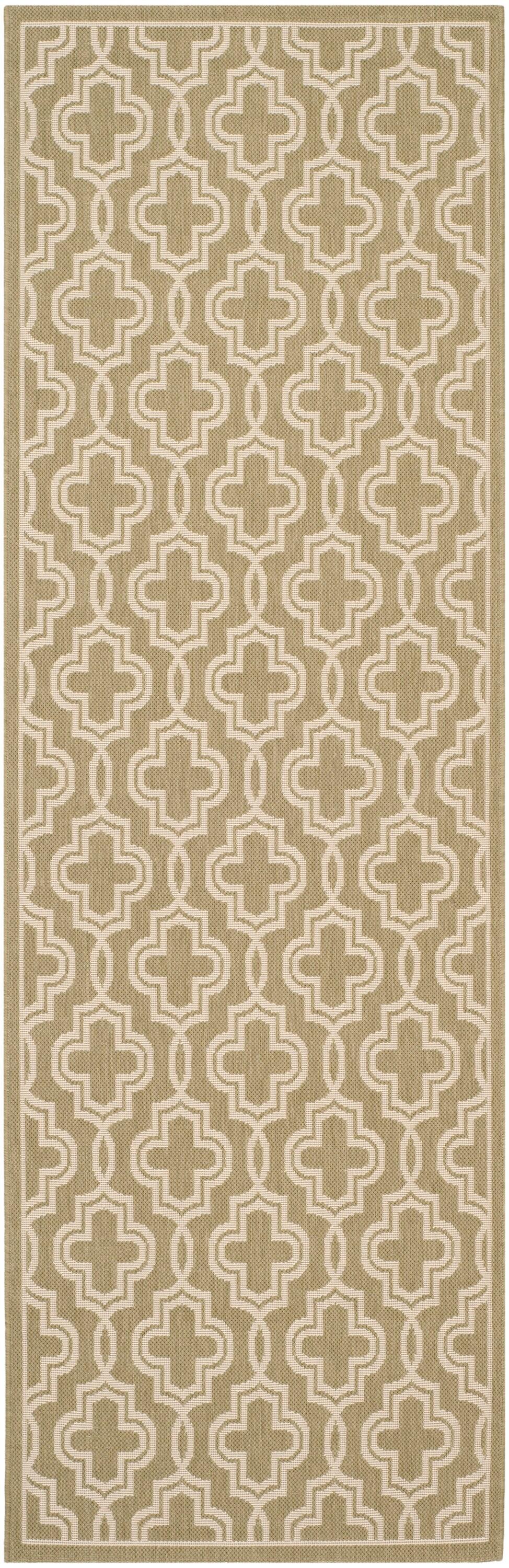 Martha Stewart Collection - MSR4274 - Indoor Power Loomed Runners - Green/Beige - 2'7"x8'2"