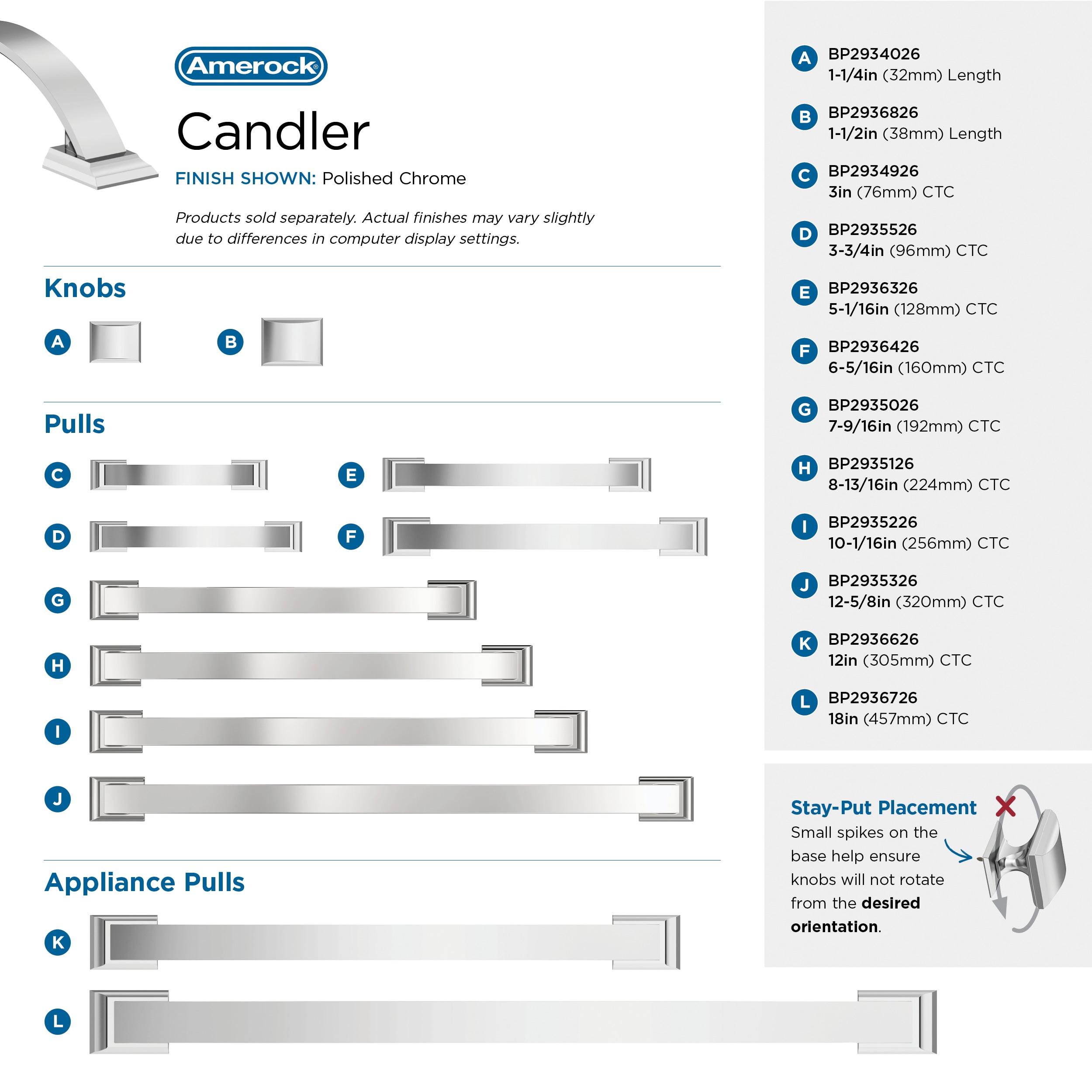 Amerock Candler 7-9/16 inch (192mm) Center-to-Center Polished Chrome Cabinet Pull