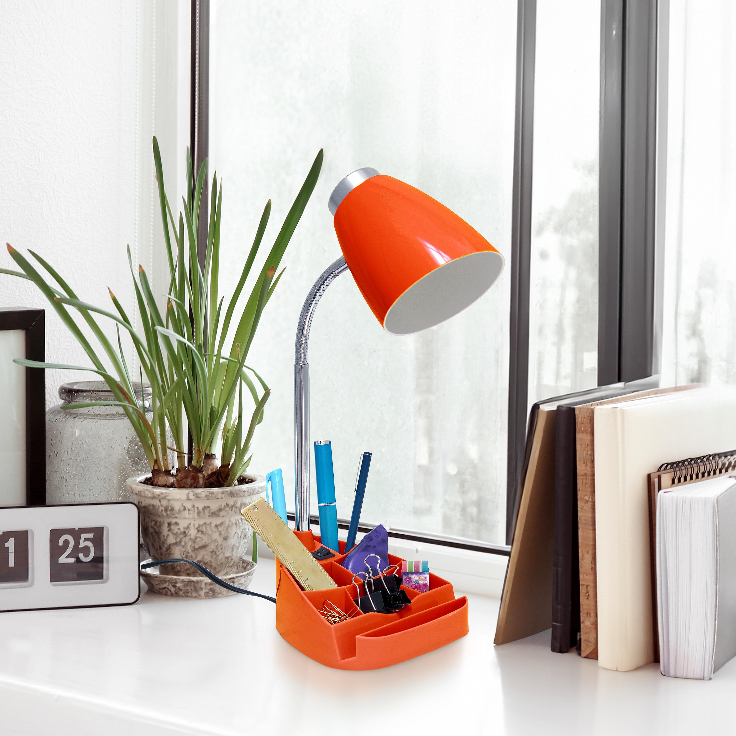 Creekwood Home 18.5" Flexible Gooseneck Organizer Desk Lamp with Phone/iPad/Tablet Stand Orange