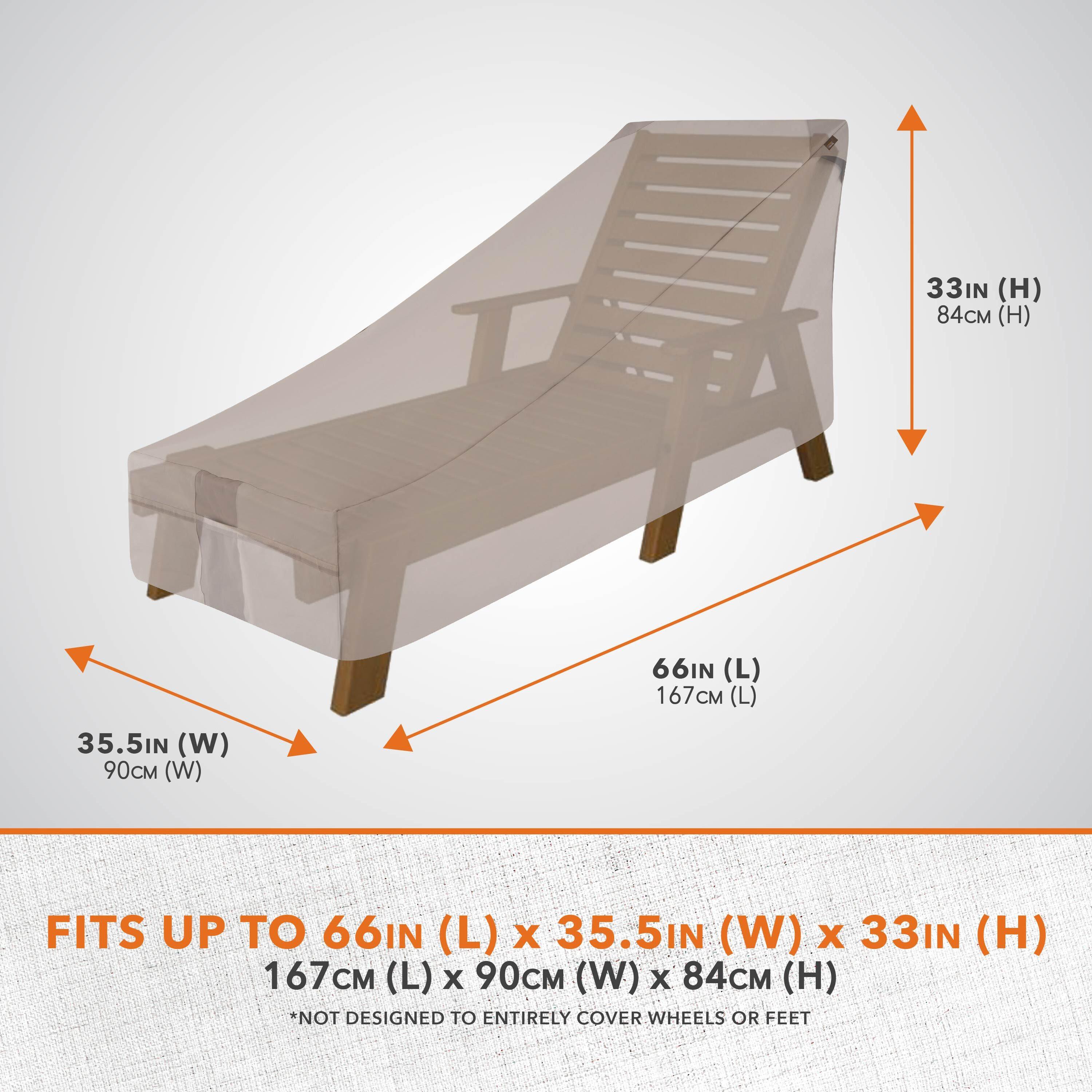 Beige Weather-Resistant Patio Chaise Lounge Cover with Leg Buckles