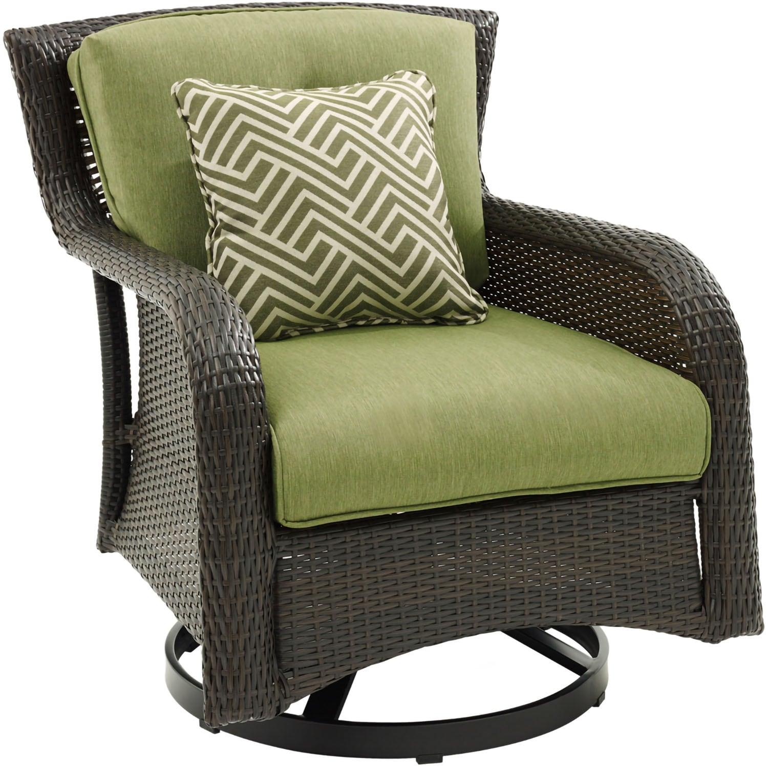 Hanover Strathmere 4-Piece Wicker and Steel Outdoor Conversation Set, Cilantro Green