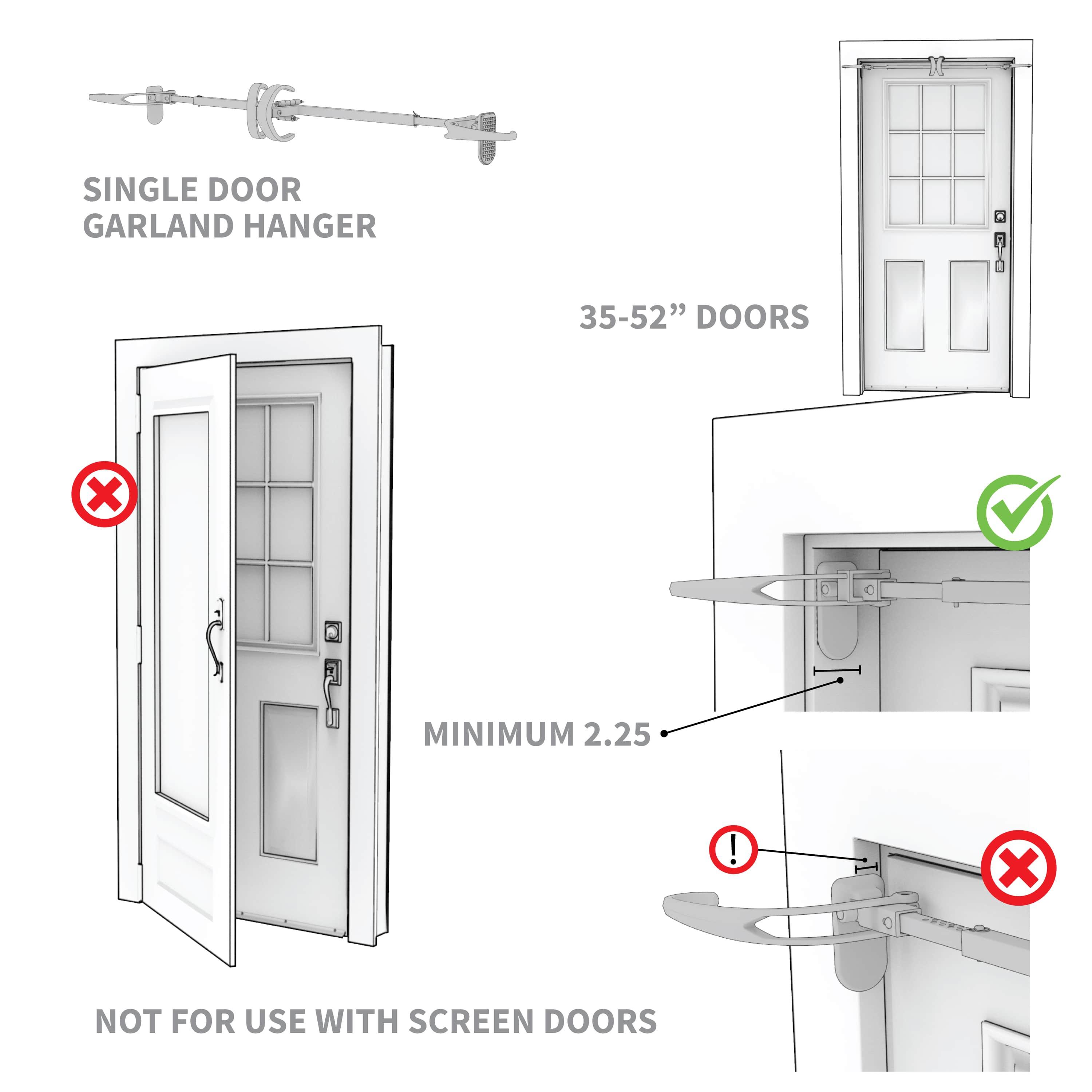 Garland Hanger - Single Door (35-52 Inch Doors) (White)