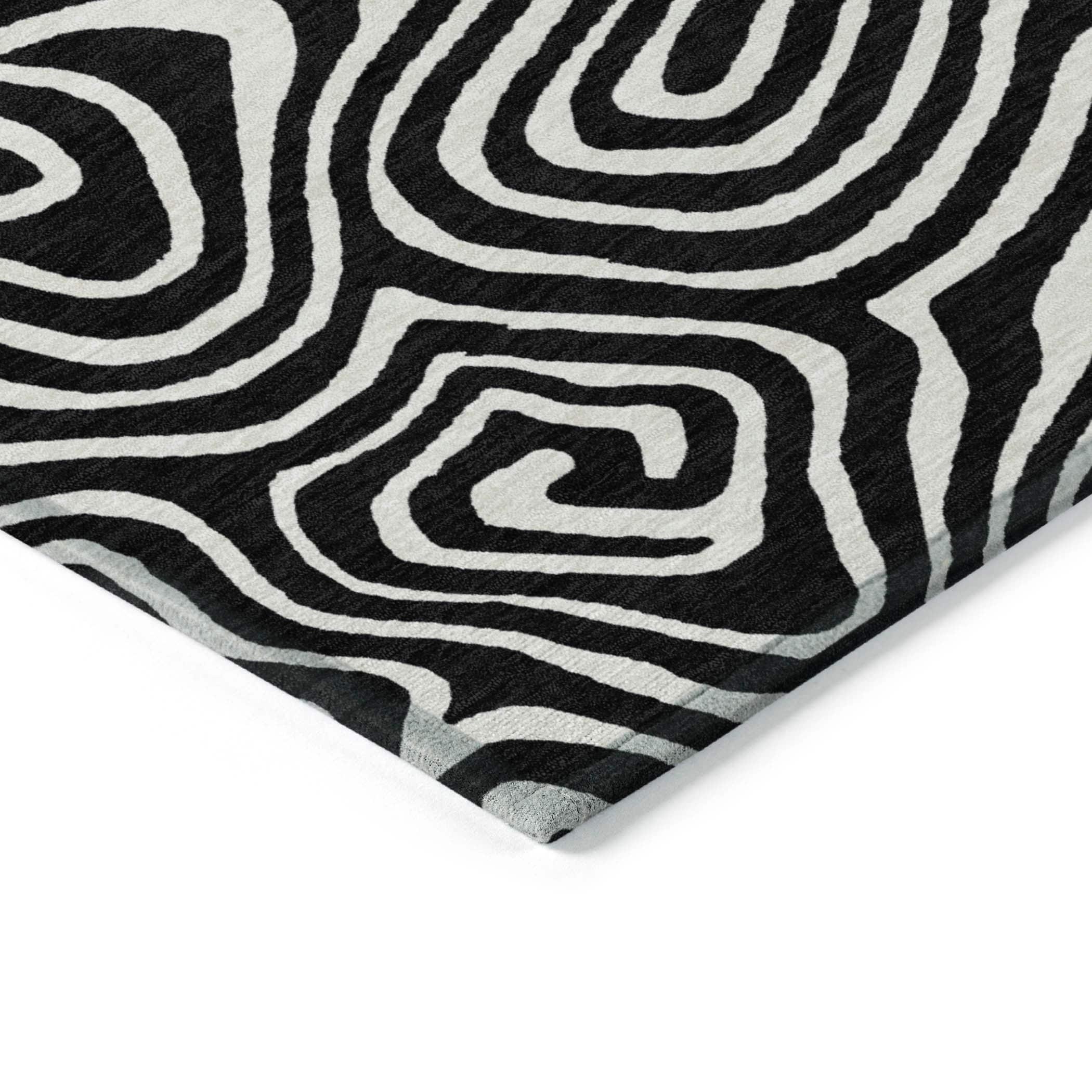 Machine Washable Indoor/Outdoor Chayden ACN1020 Black 8' x 10' Rug