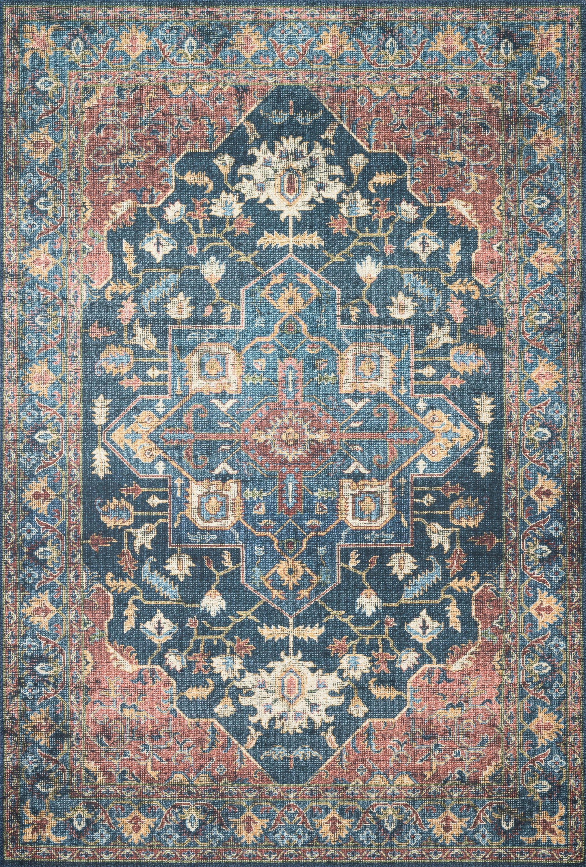 Loloi II Skye Collection SKY-08 Denim/Brick 6'-0" x 6'-0" Round Area Rug