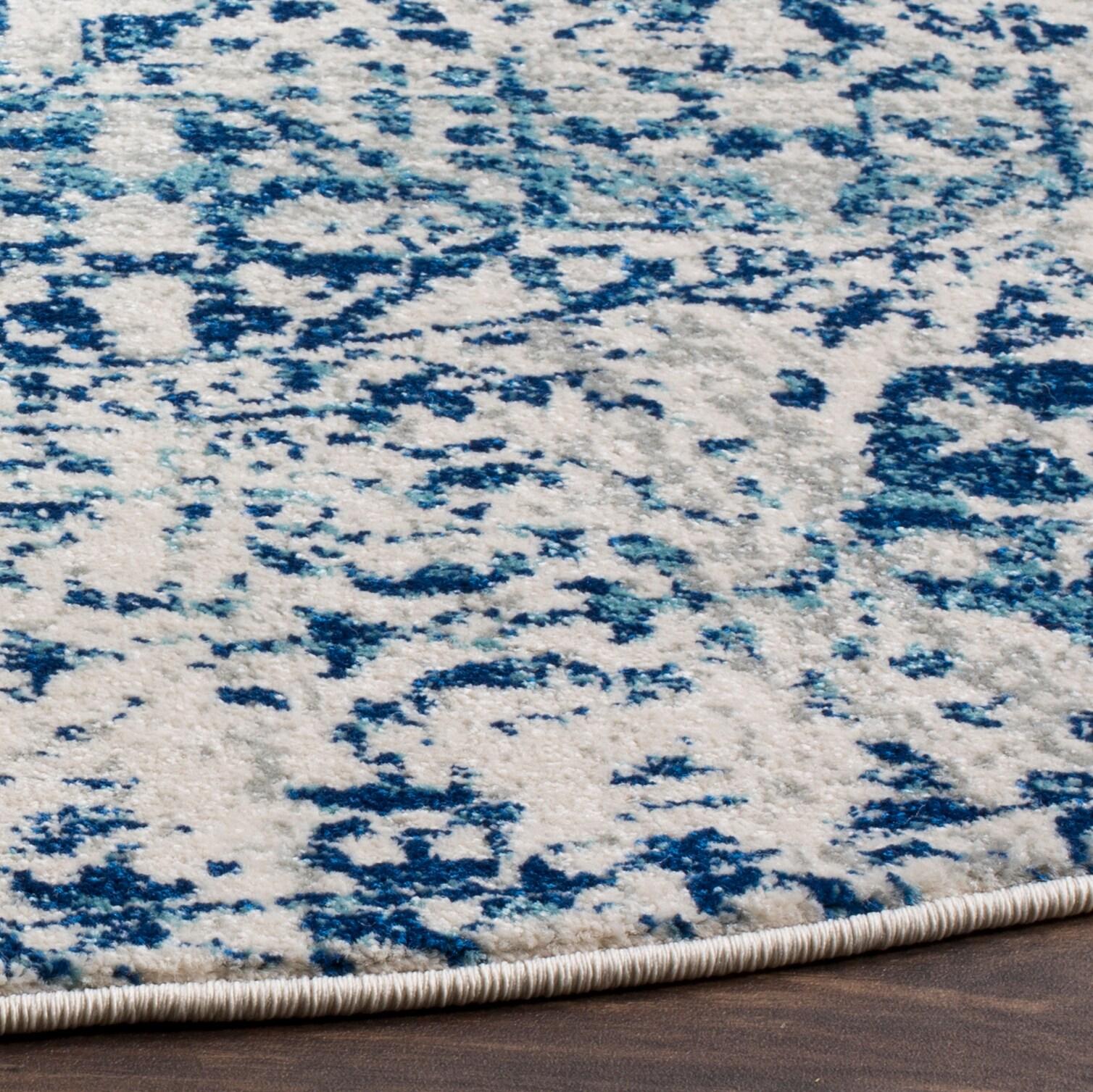 Evoke EVK260 Power Loomed Accent Rug - Ivory/Blue - 3' Round - Safavieh.
