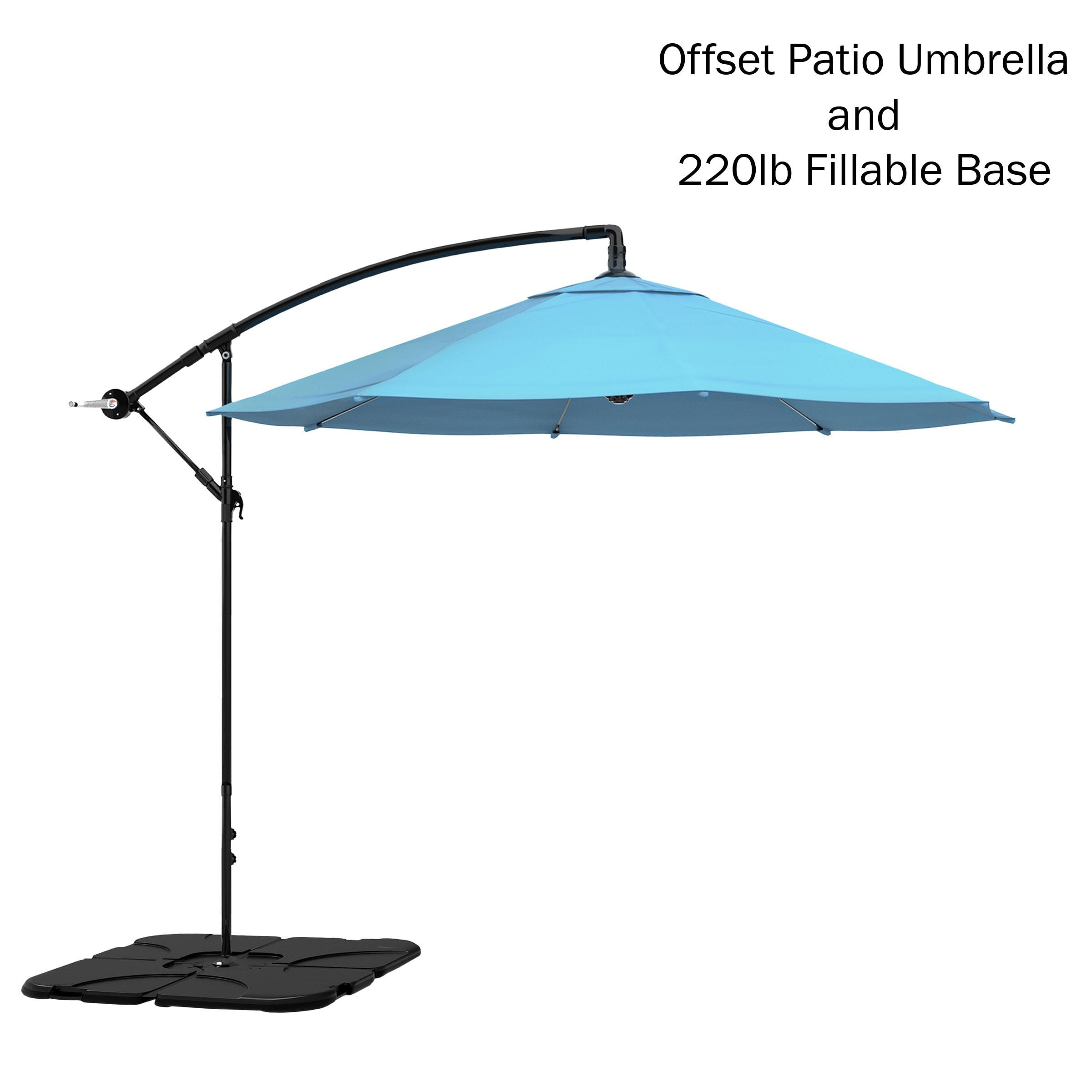 10-Foot Blue Aluminum Cantilever Patio Umbrella with Base