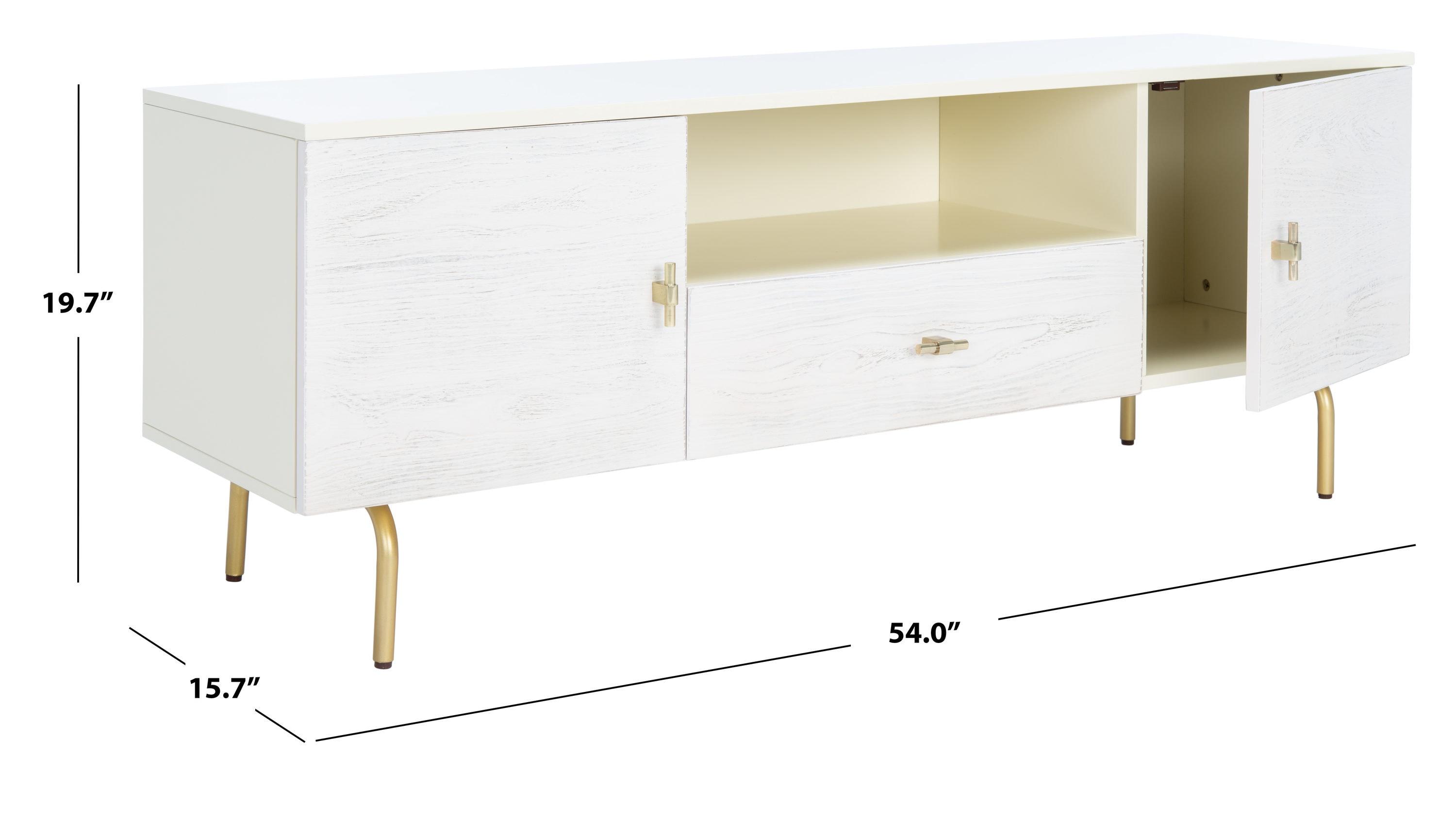 SAFAVIEH Genevieve Modern Storage TV Stand, Cream/White Washed (54 in. W x 15.7 in. D x 19.7 in. H)