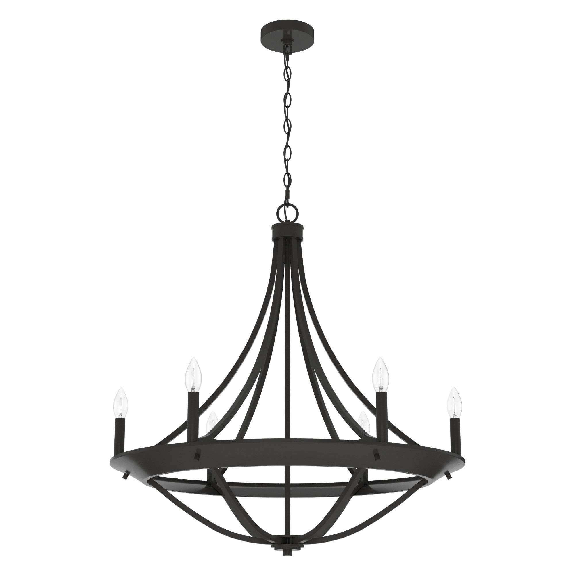 Hunter - Perch Point 6-light Noble Bronze, Large Chandelier, Dimmable, Casual Style, Empire Shaped, for Bedrooms, Kitchens, Dining, Living Rooms - 19414