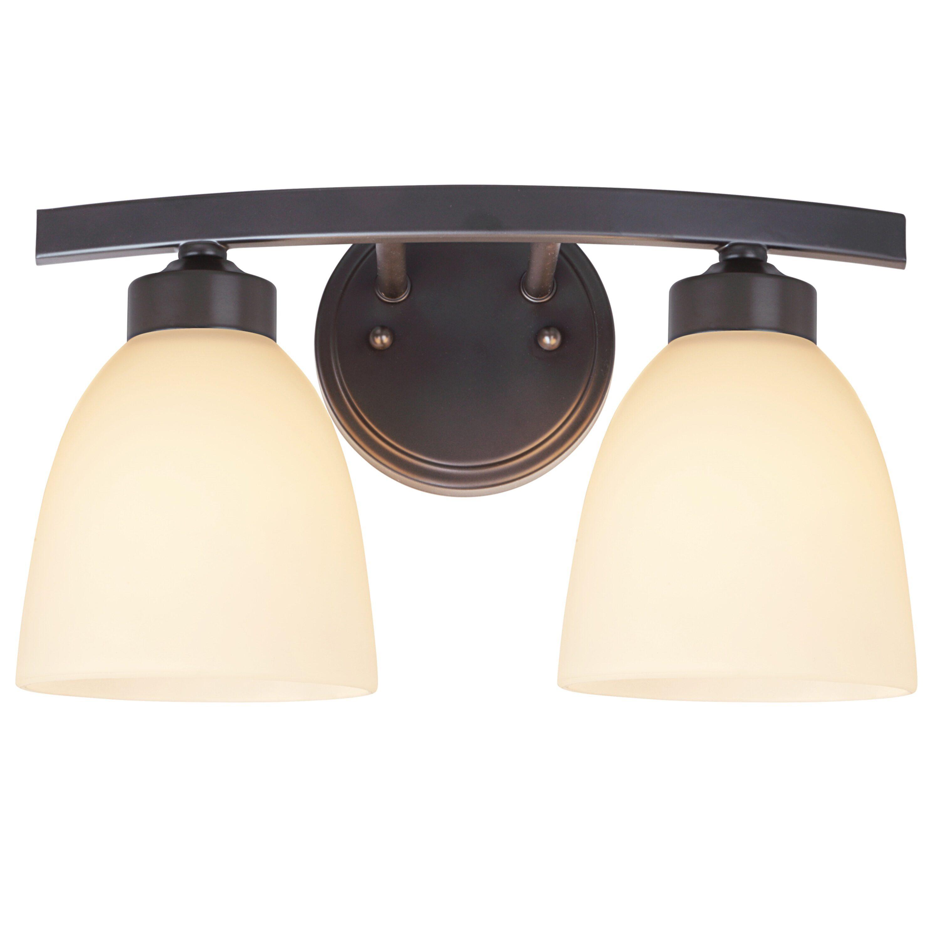 13-Inch Bronze and Frosted Glass 2-Light Vanity Fixture