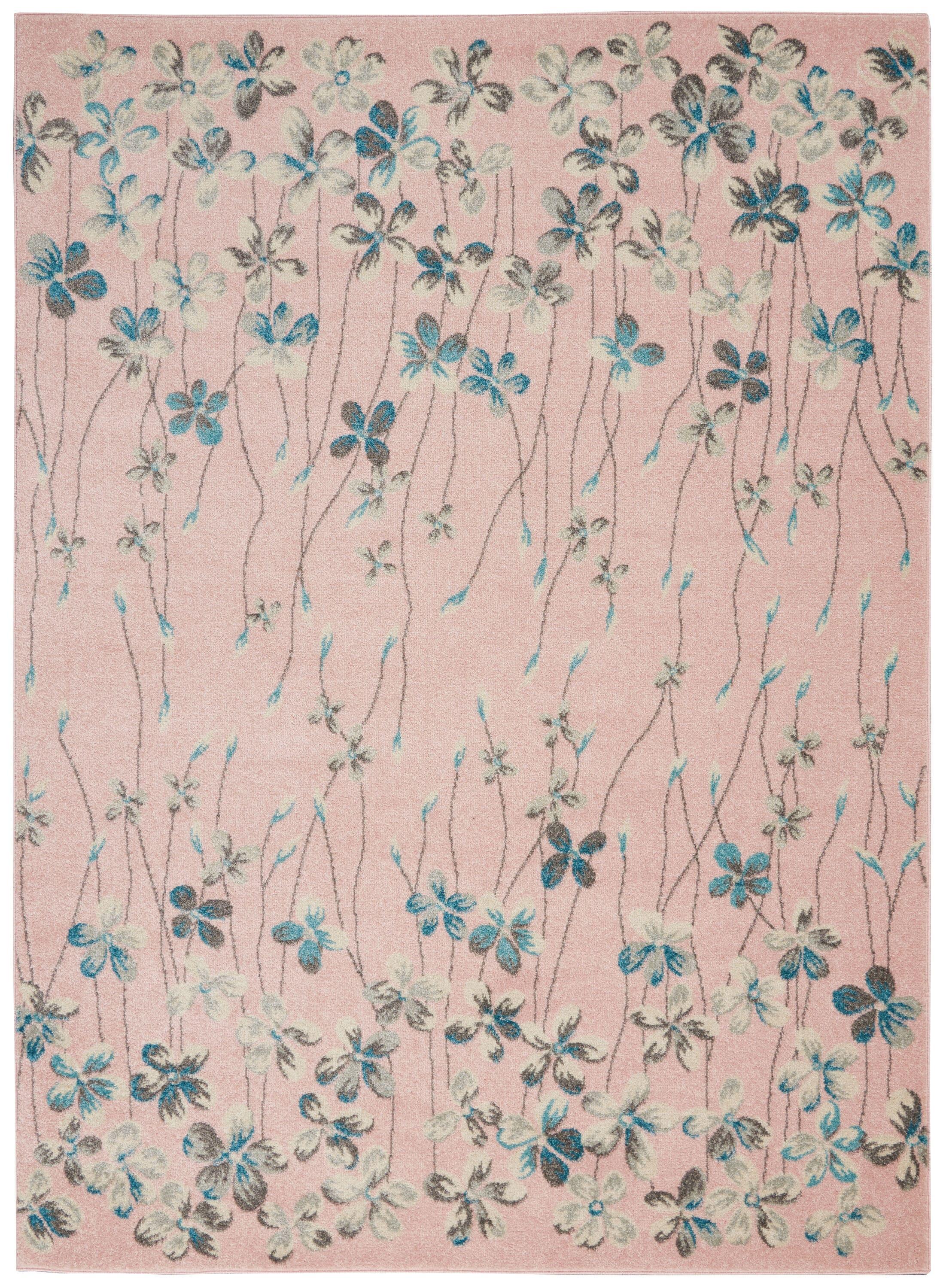 Nourison Tranquil 6' X 9' Pink Area Rug Bohemian Botanical Vine and Bloom by Nourison