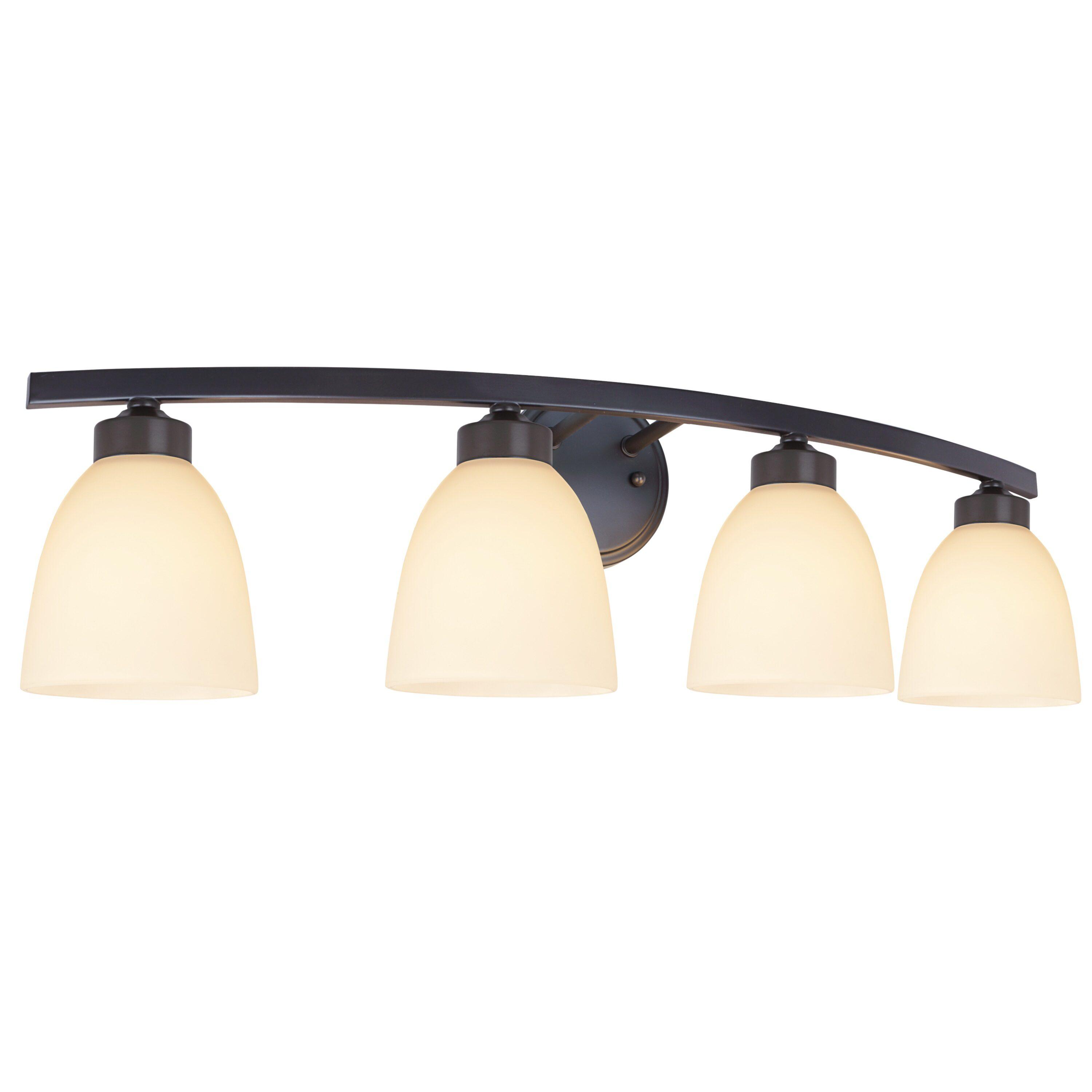 Oil Rubbed Bronze 4-Light Vanity Fixture with Frosted Glass Shades