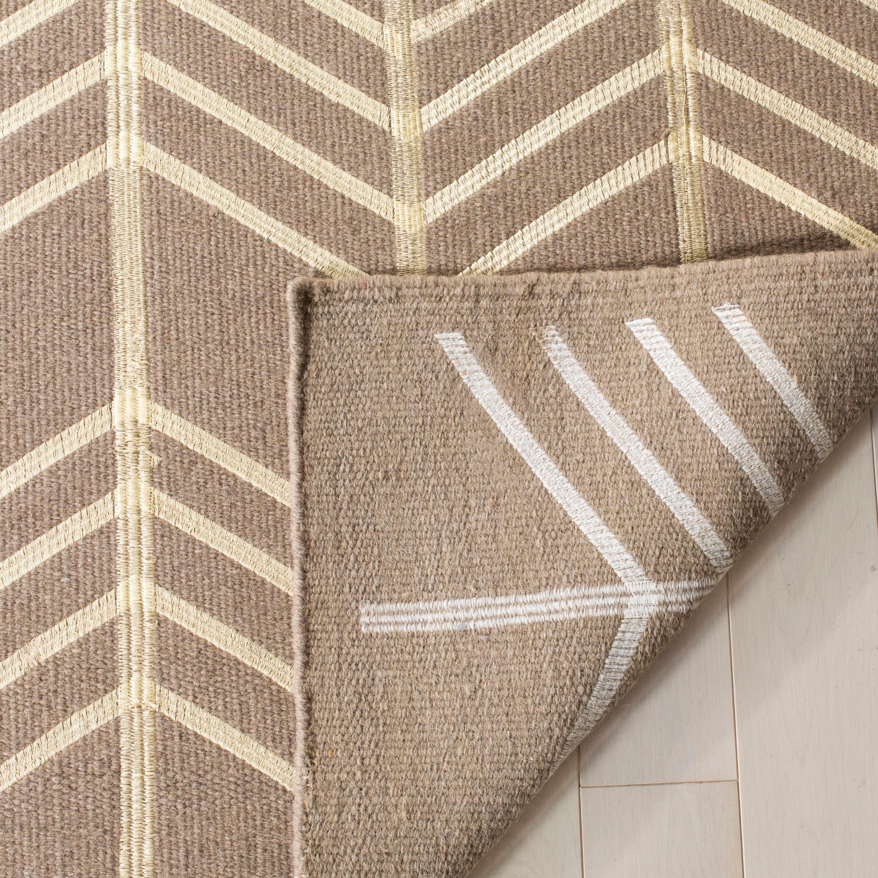 Thelonius Hand Woven Flat Weave With Embroidery Wool Chevron Rug