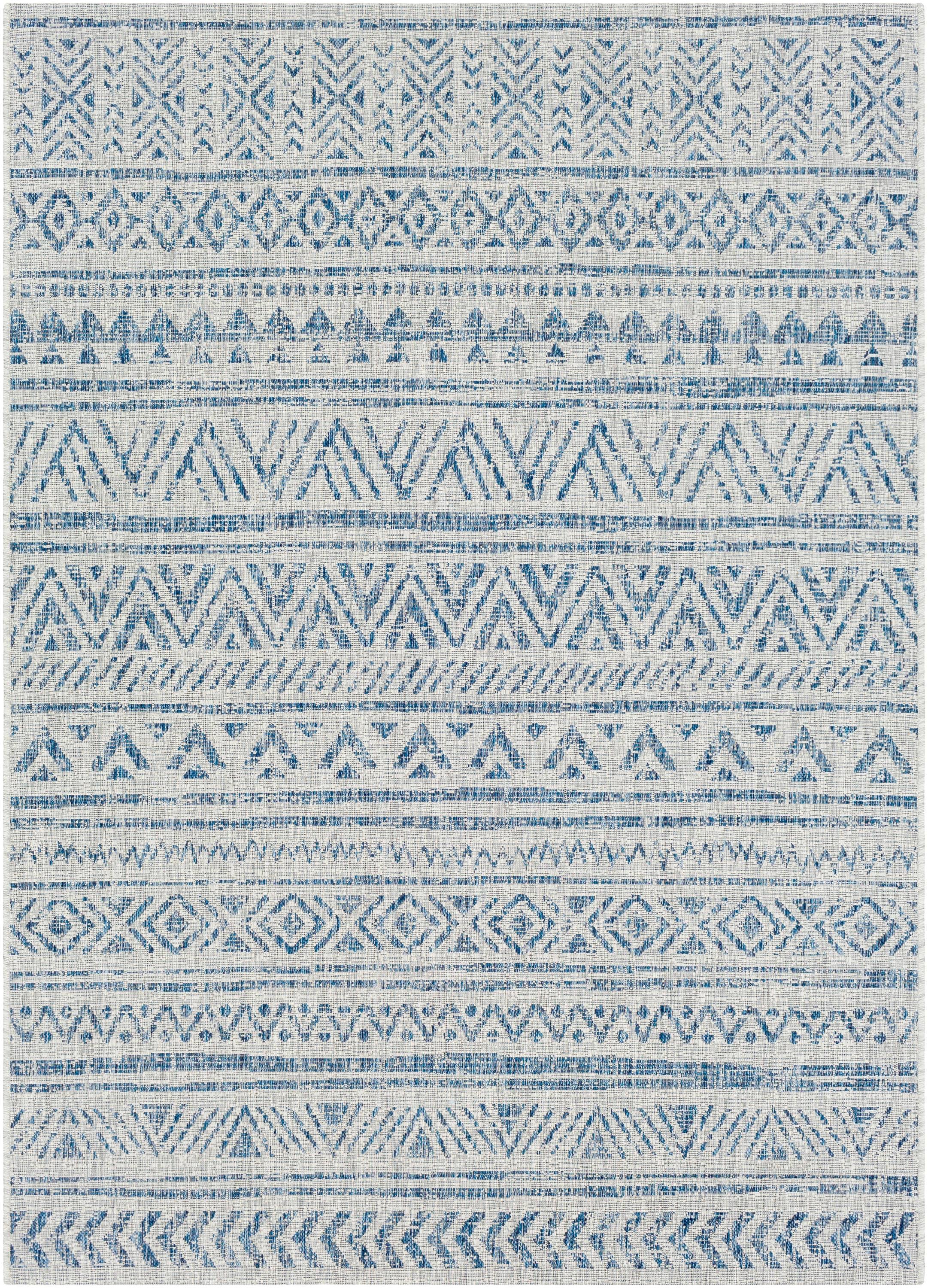 Livabliss Eagean 5 x 8 (ft) Polypropylene Blue Rectangular Indoor/Outdoor Chevron Global Area rug