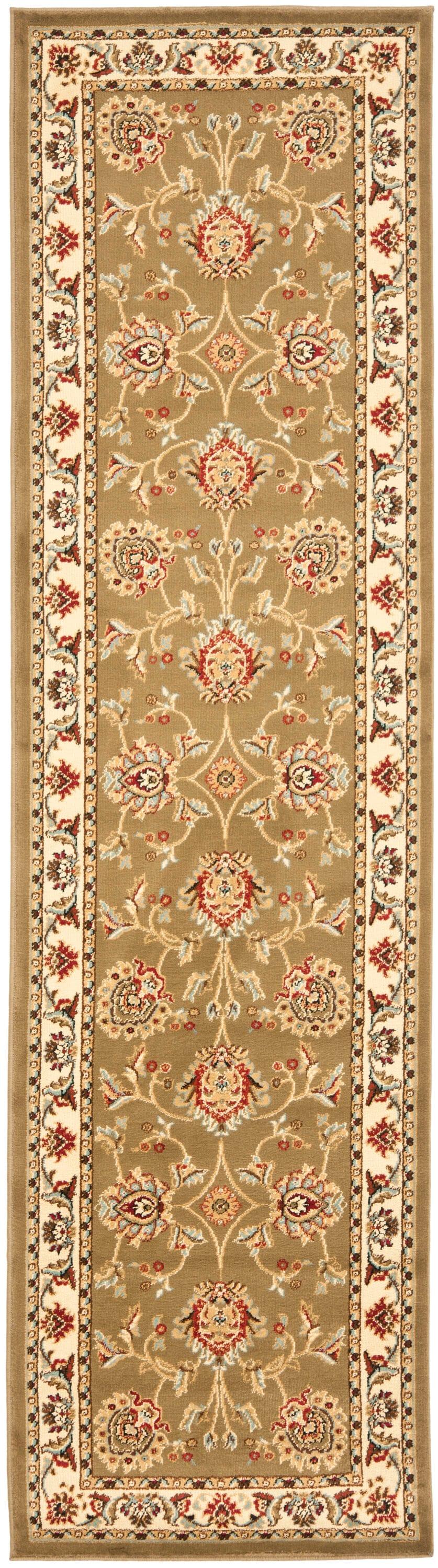 Lyndhurst LNH555 Power Loomed Runner Rug - Green/Ivory - 2'3"x16' - Safavieh