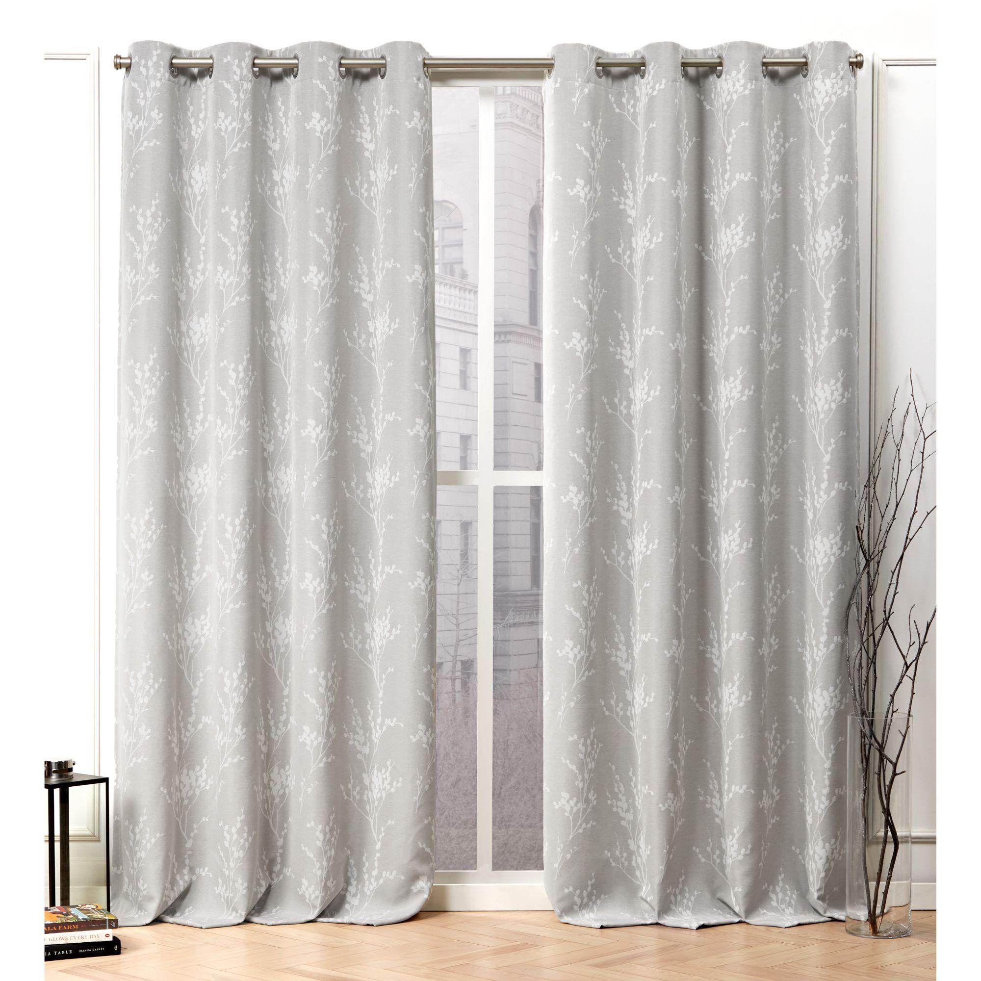Nicole Miller Nicole Miller Turion Floral Room Darkening Blackout Grommet Top Curtain Panel Pair (Set of 2)