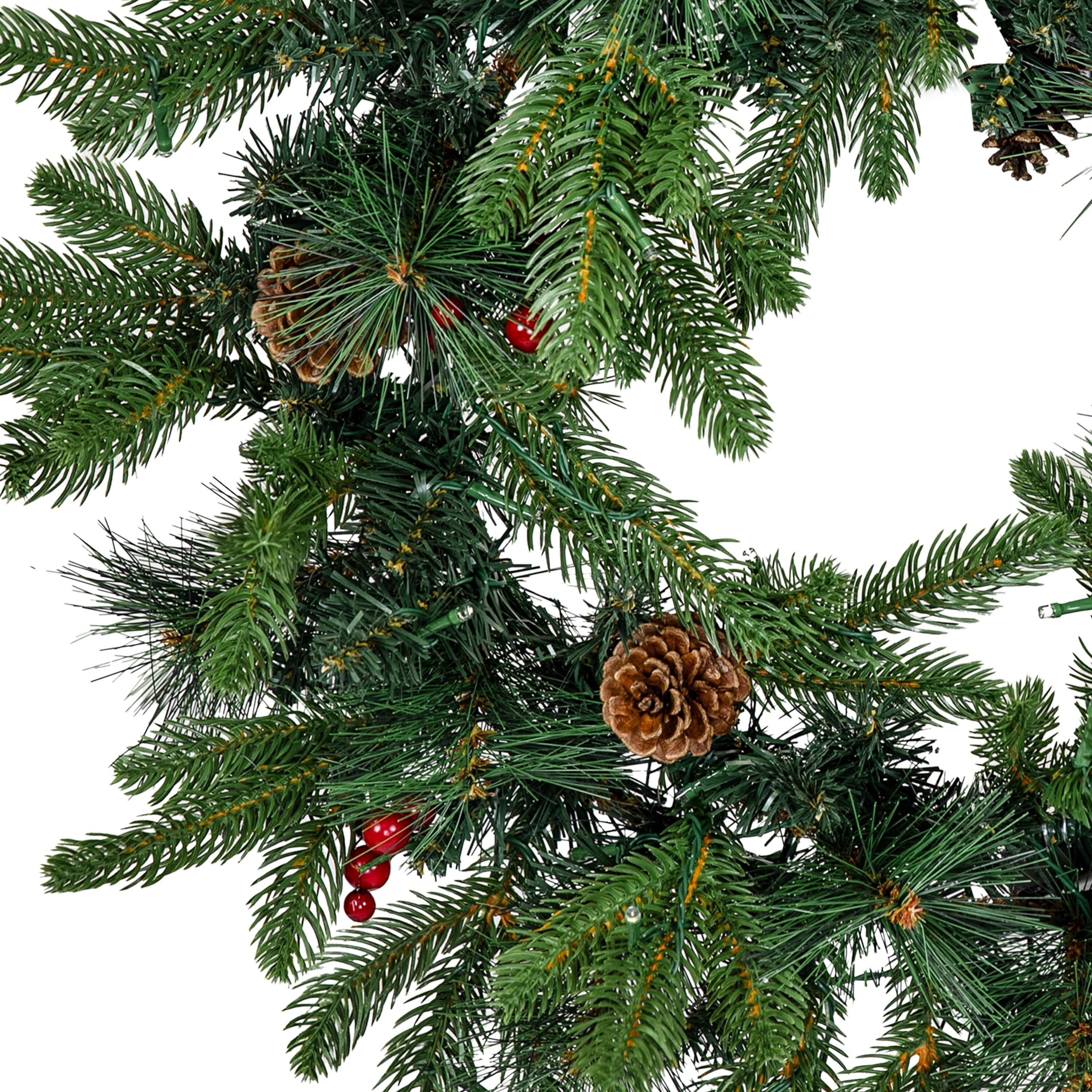 Sunnydaze 24" Diameter Indoor or Outdoor PVC Christmas Wreath with Pinecones and Berries - Traditional