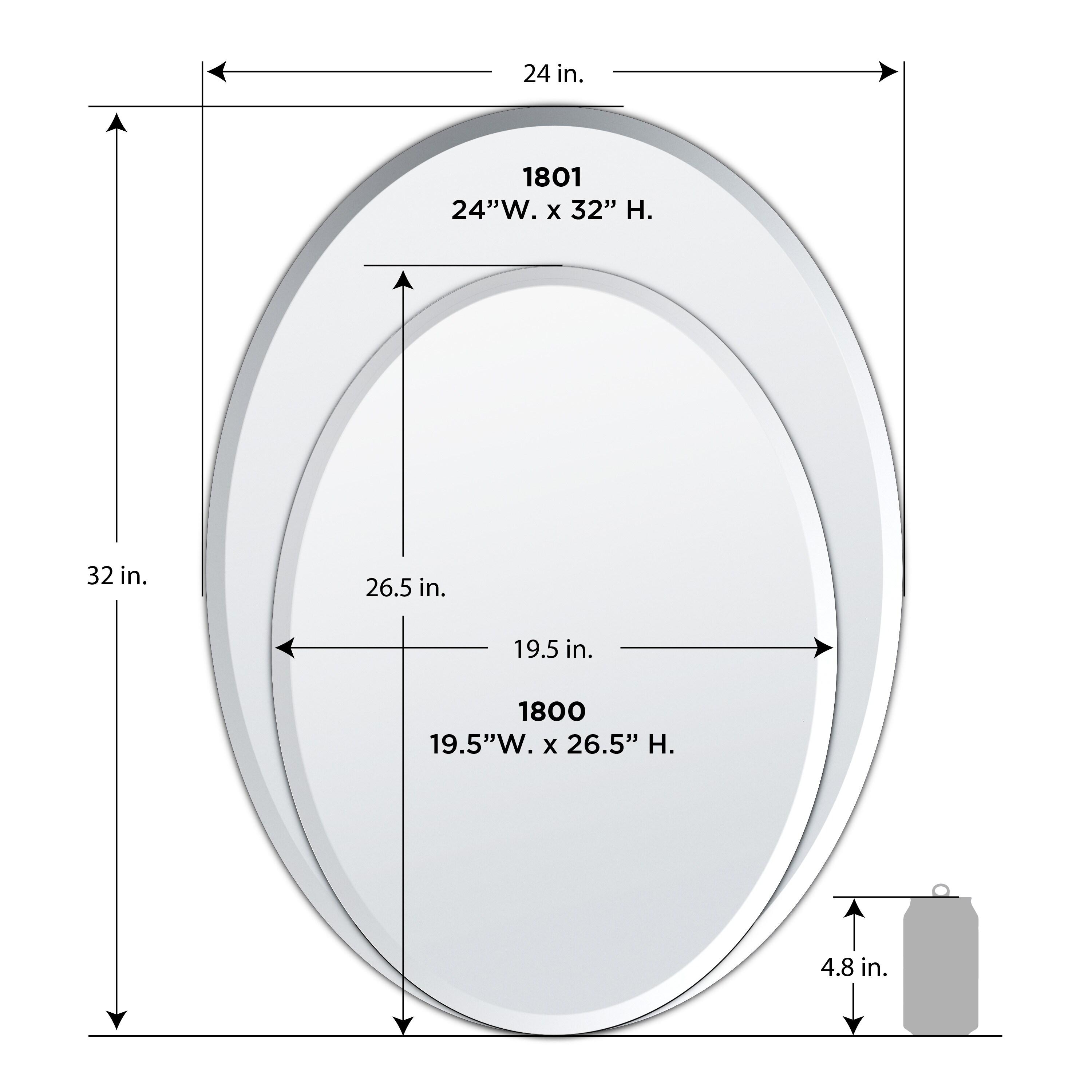 Gatco Modern Frameless Beveled Oval Wall Bathroom / Vanity Mirror