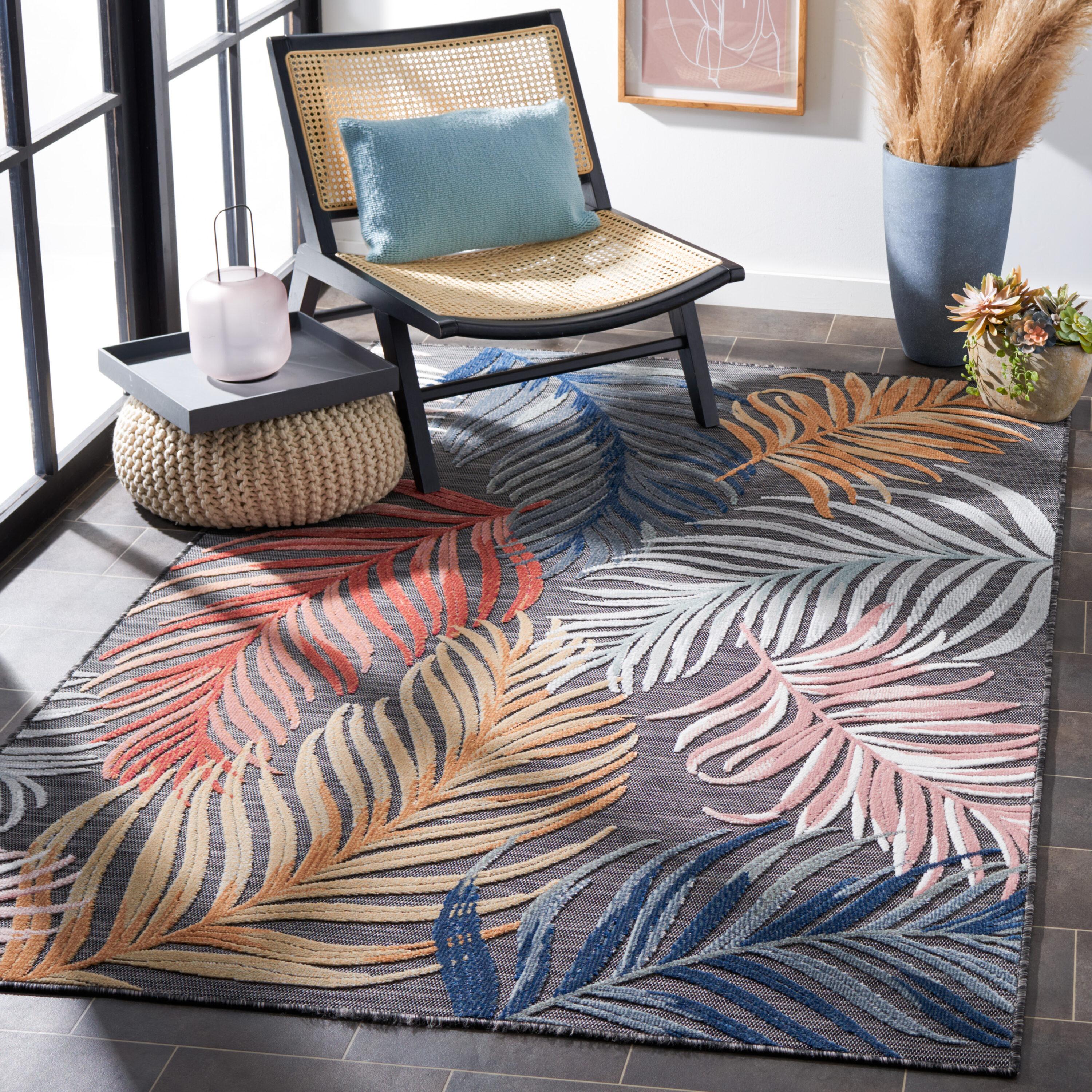 Cabana CBN445 Loomed Indoor/Outdoor Area Rug - Black/Rust - 4'x6' - Safavieh