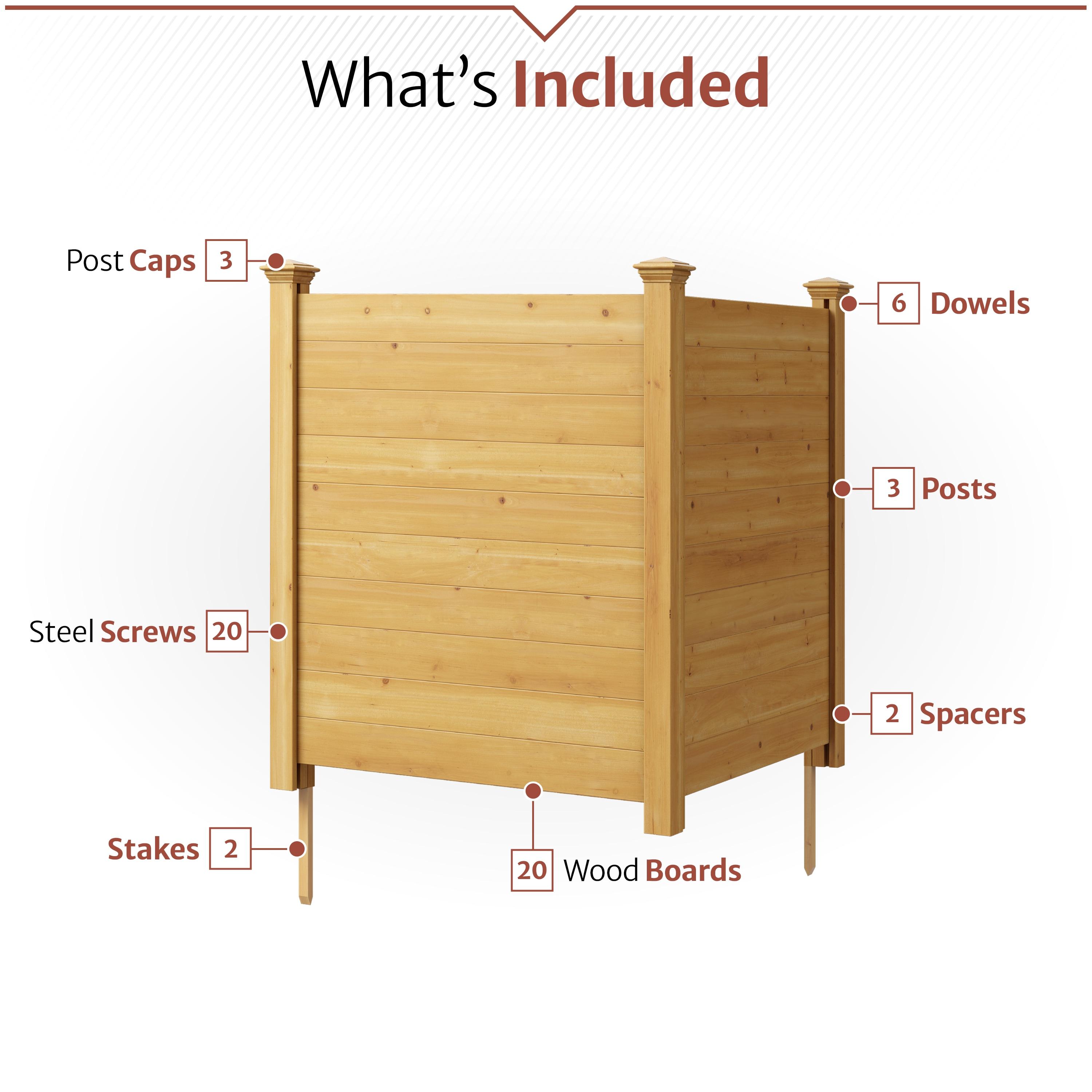 4ft H x 4ft W (2 Panels) No Dig Enclo Premium Wood Privacy Screen, Ideal Outdoor Privacy Wall, Pool Equipment Enclosure, Cedar Privacy Fence, Trash Can Enclosures, Air Conditioner Fence, EC18029