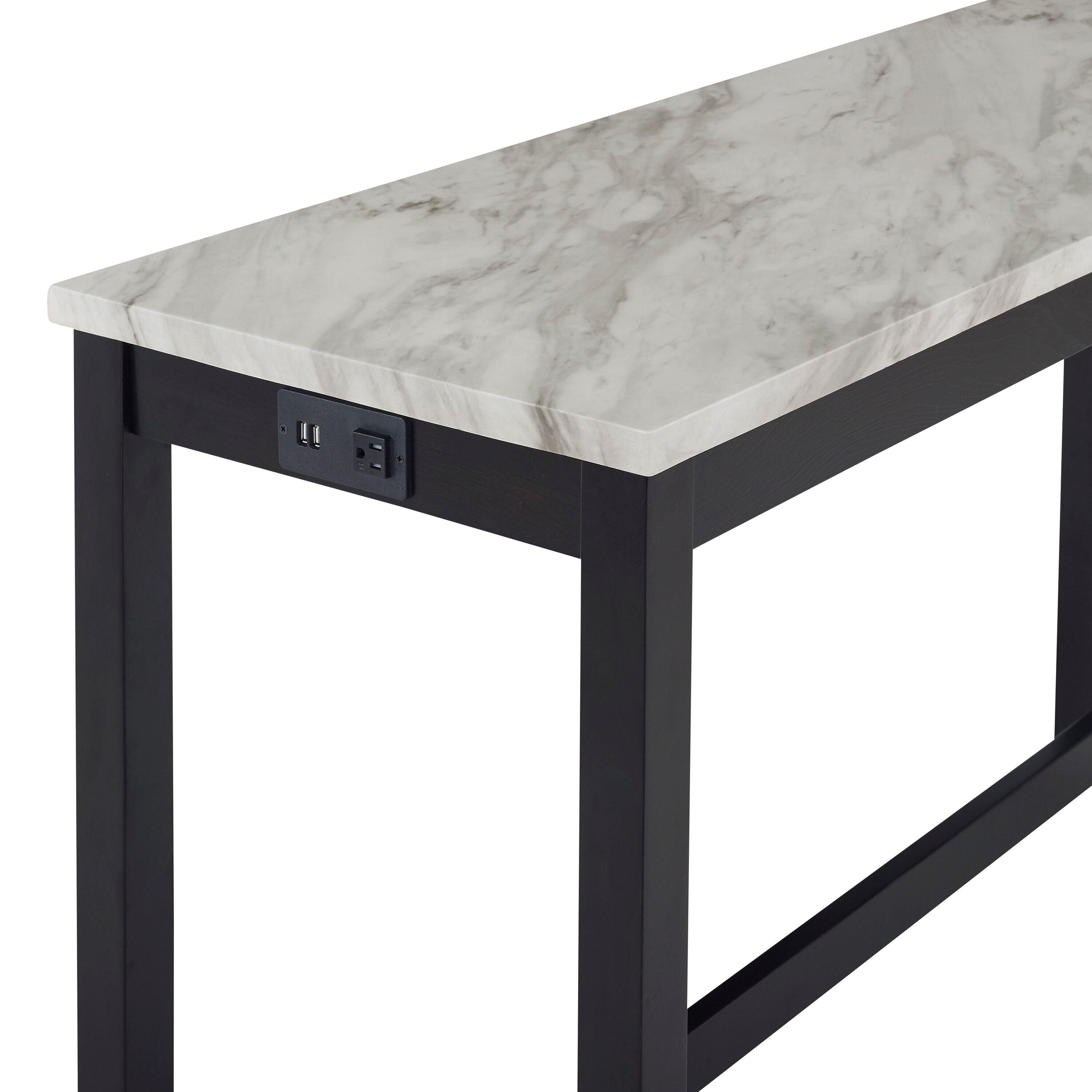 New Classic Furniture Celeste 4-Piece Faux Marble & Wood Bar Set in Blue