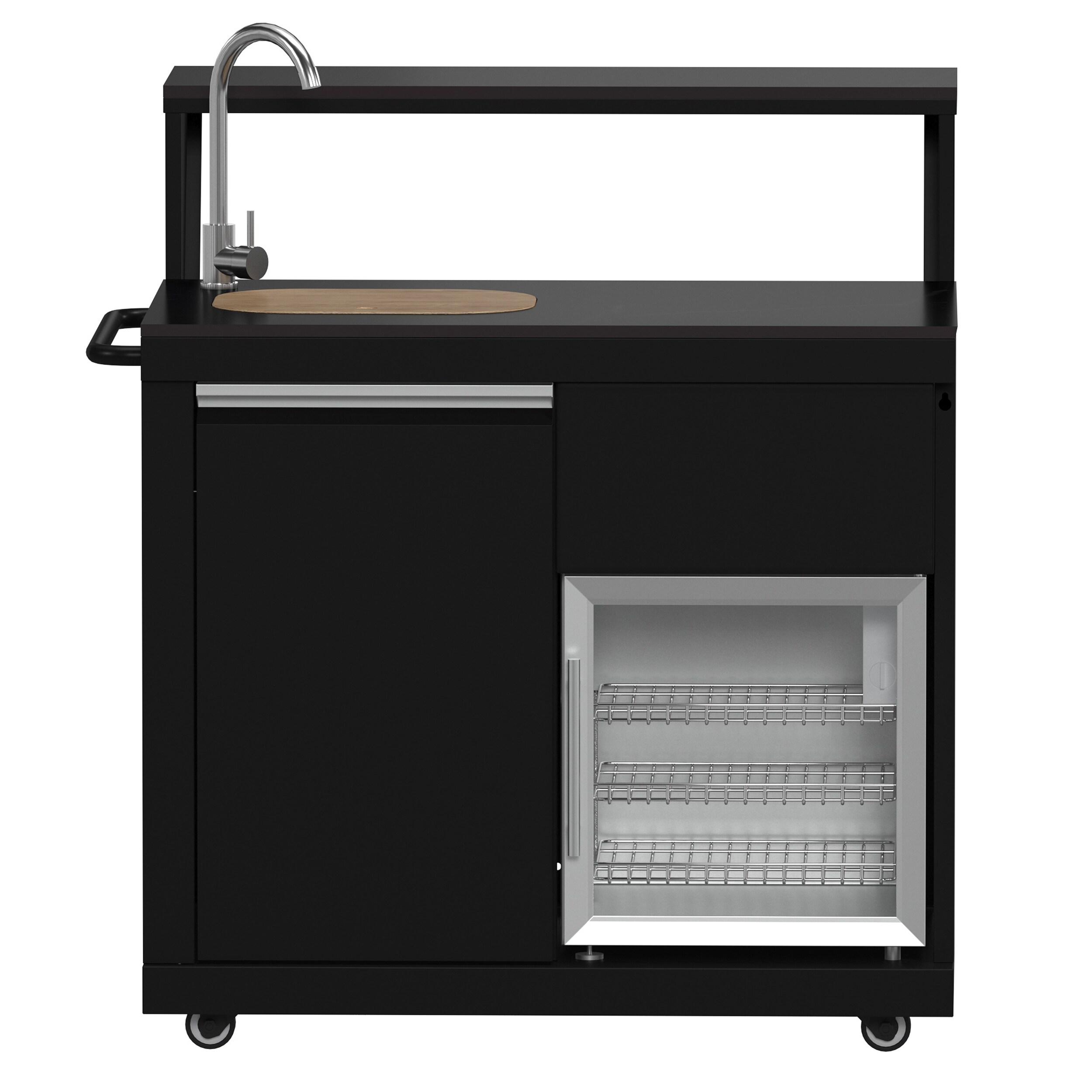 Forno All'Aperto 62,600 BTU BBQ & Sink Module with Black Sintered Stone Countertops, Bar & Beverage Center