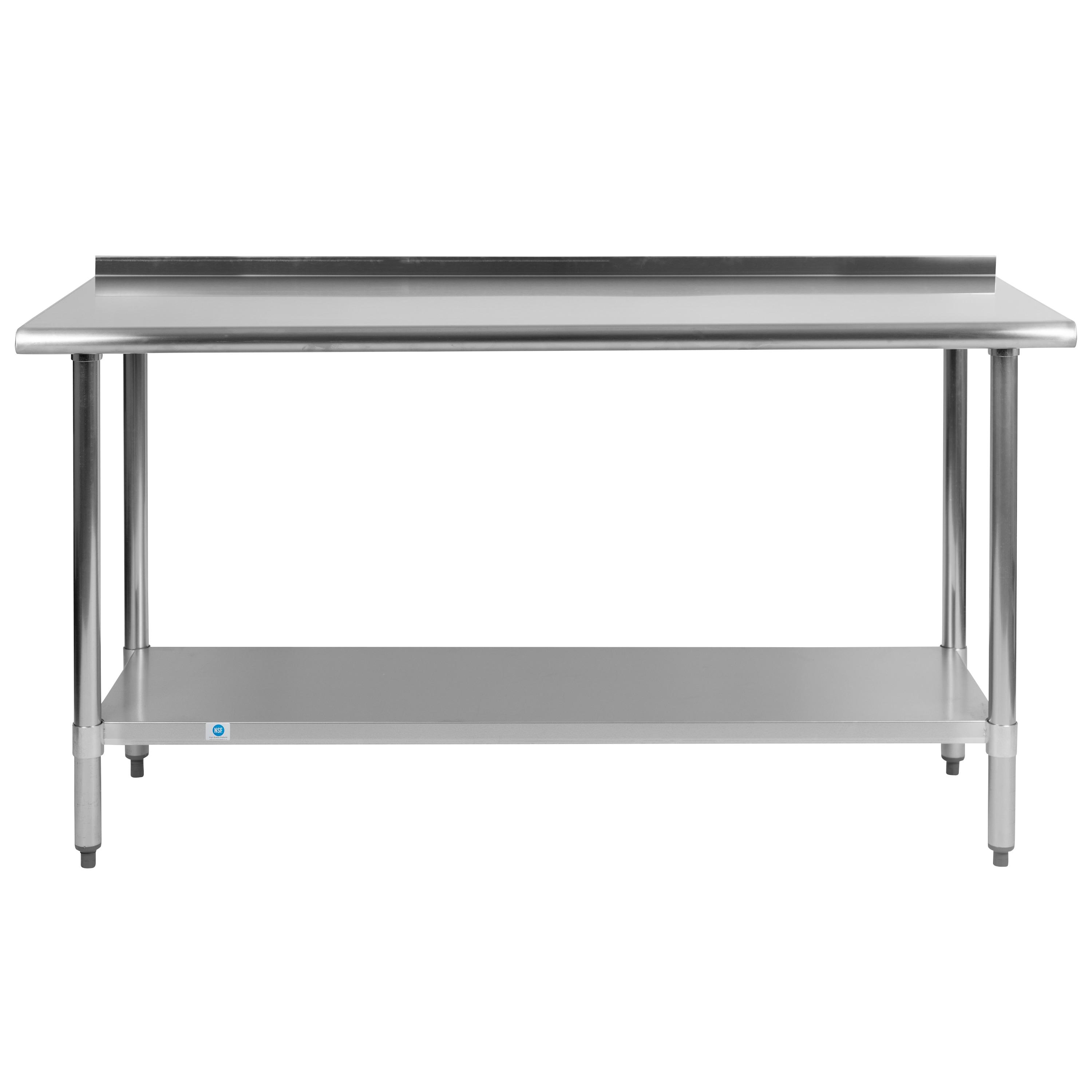 Woodford Stainless Steel Prep and Work Table with Backsplash and Undershelf by Flash Furniture