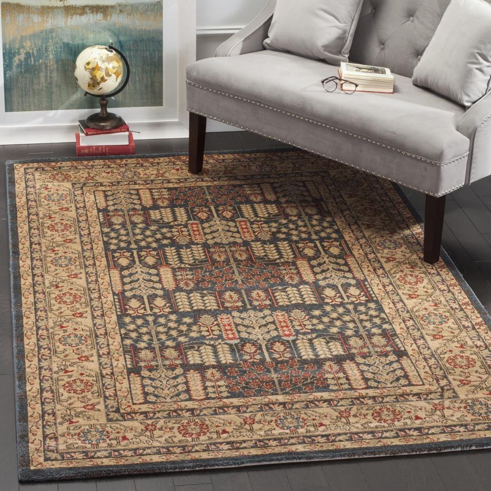 Mahal MAH697 Power Loomed Indoor Area Rug - Navy/Natural - 6'7"x9'2" - Safavieh.