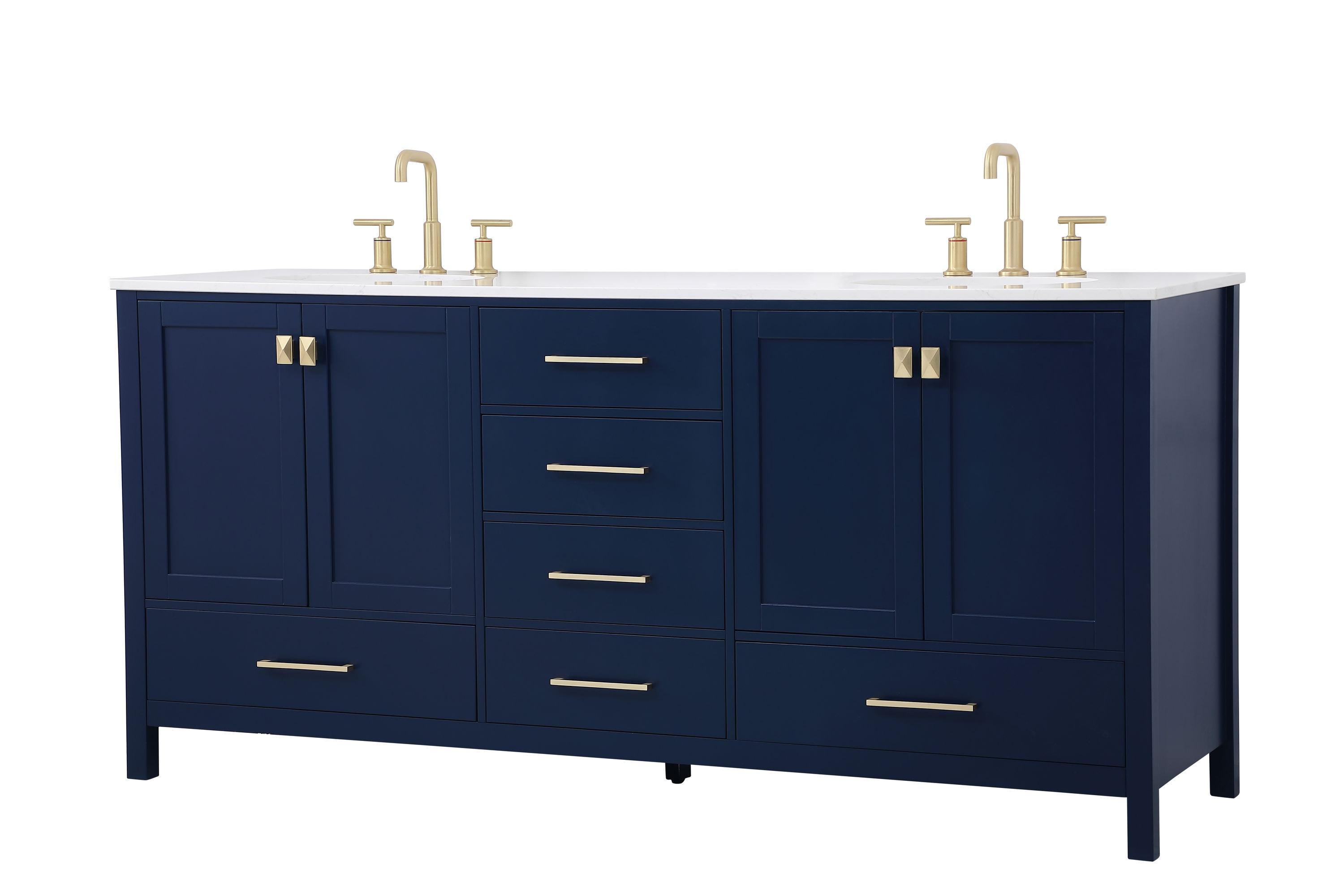 Lamborn 72'' Double Bathroom Vanity with Engineered Marble Top