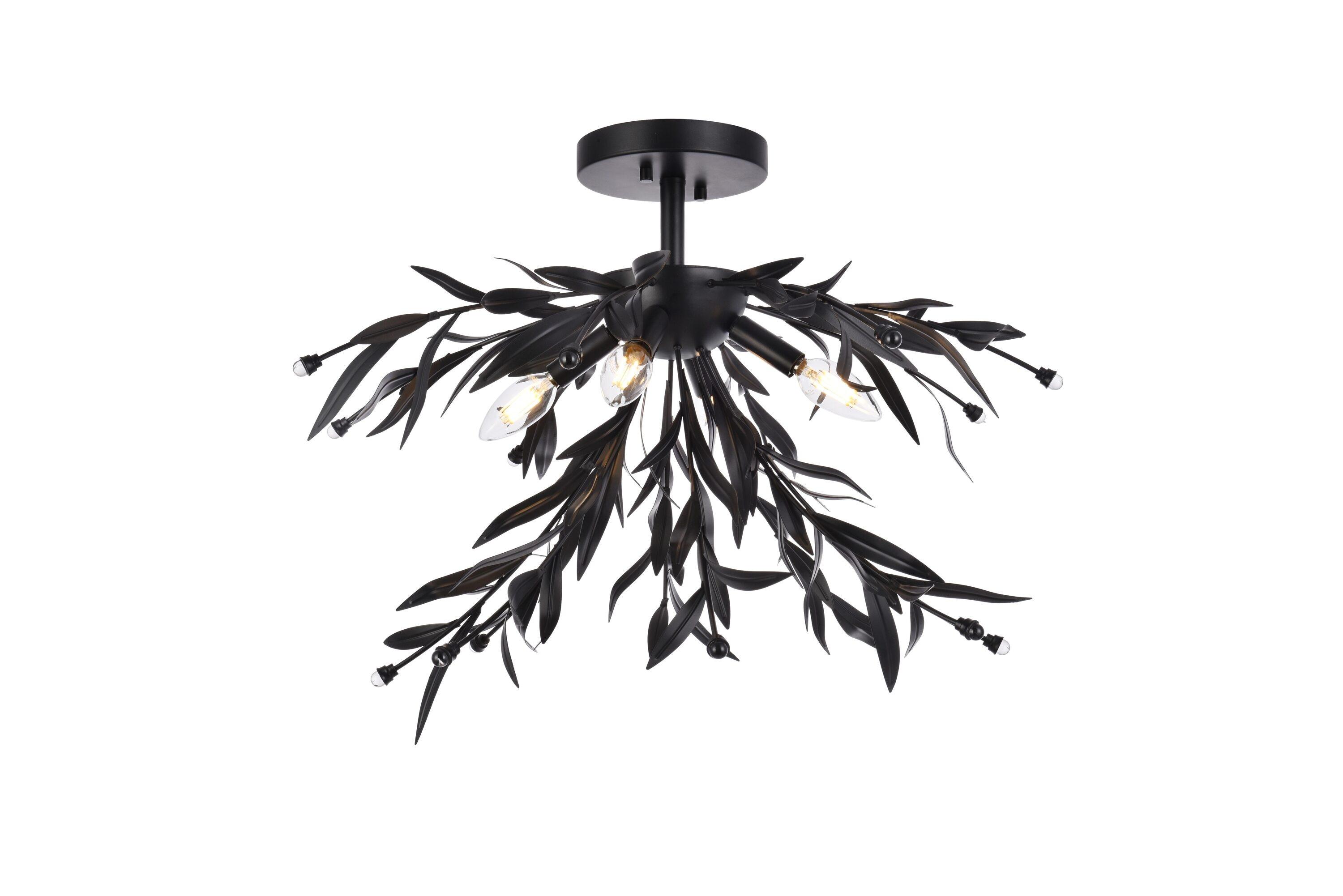 Elegant Lighting Priscilla 23 inch flush mount in black
