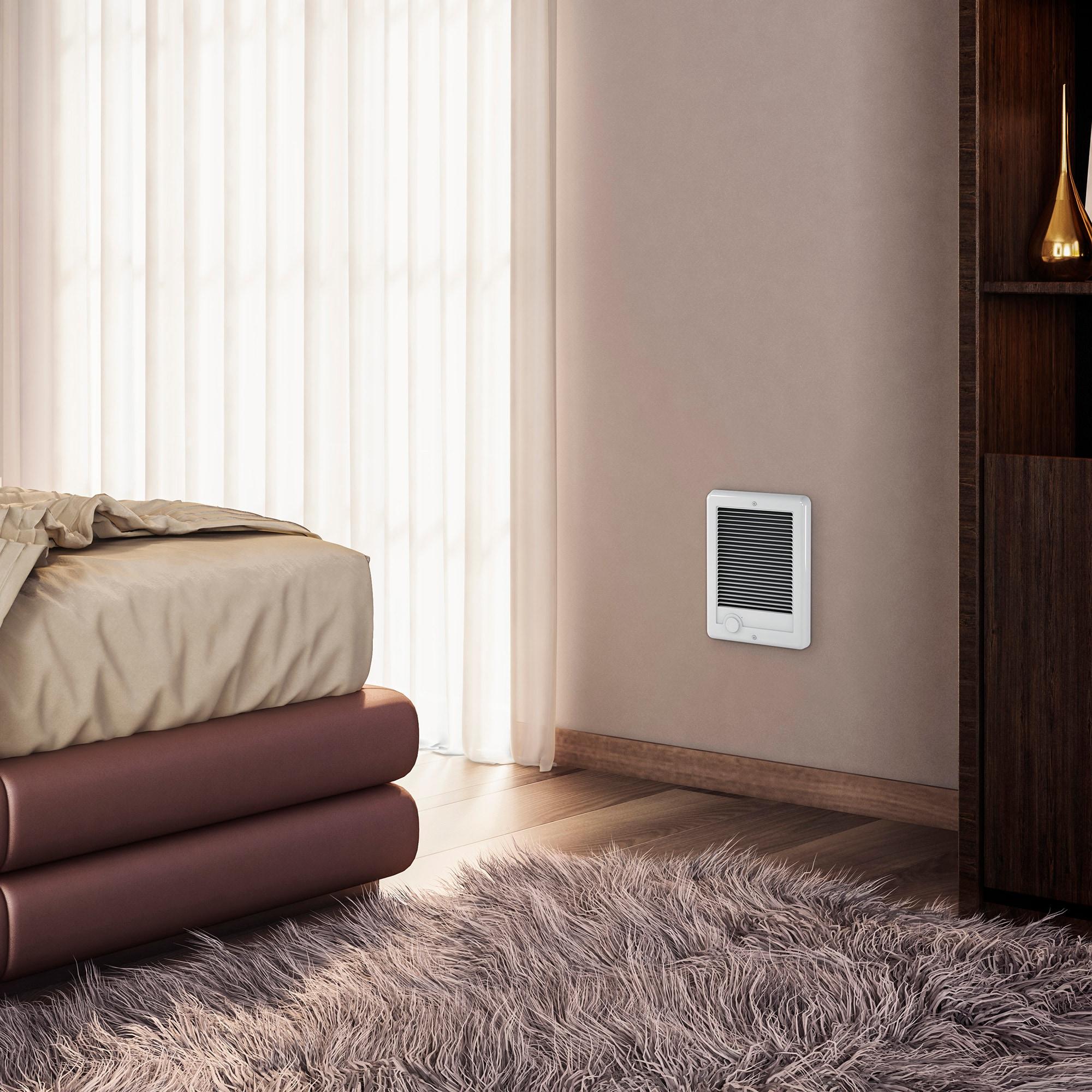 White 1500W Electric Wall Heater with Thermostat and Automatic Shut-off