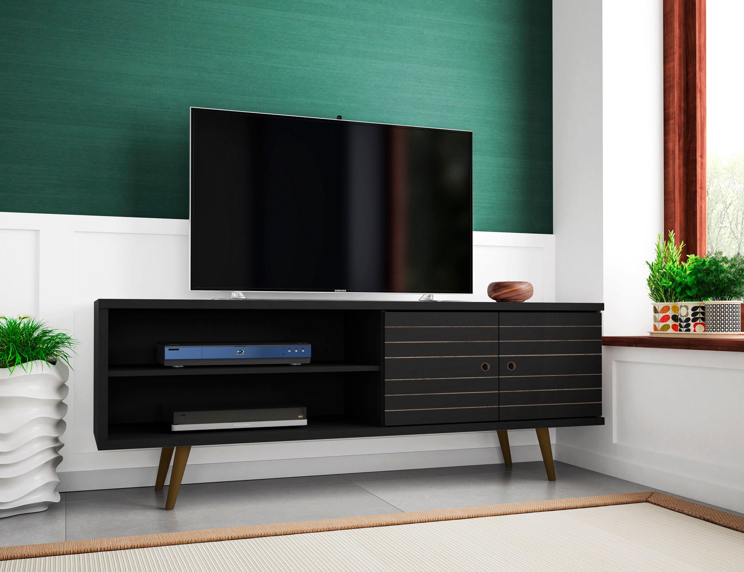 Liberty 2 Shelves and 2 Doors TV Stand for TVs up to 60" Black - Manhattan Comfort