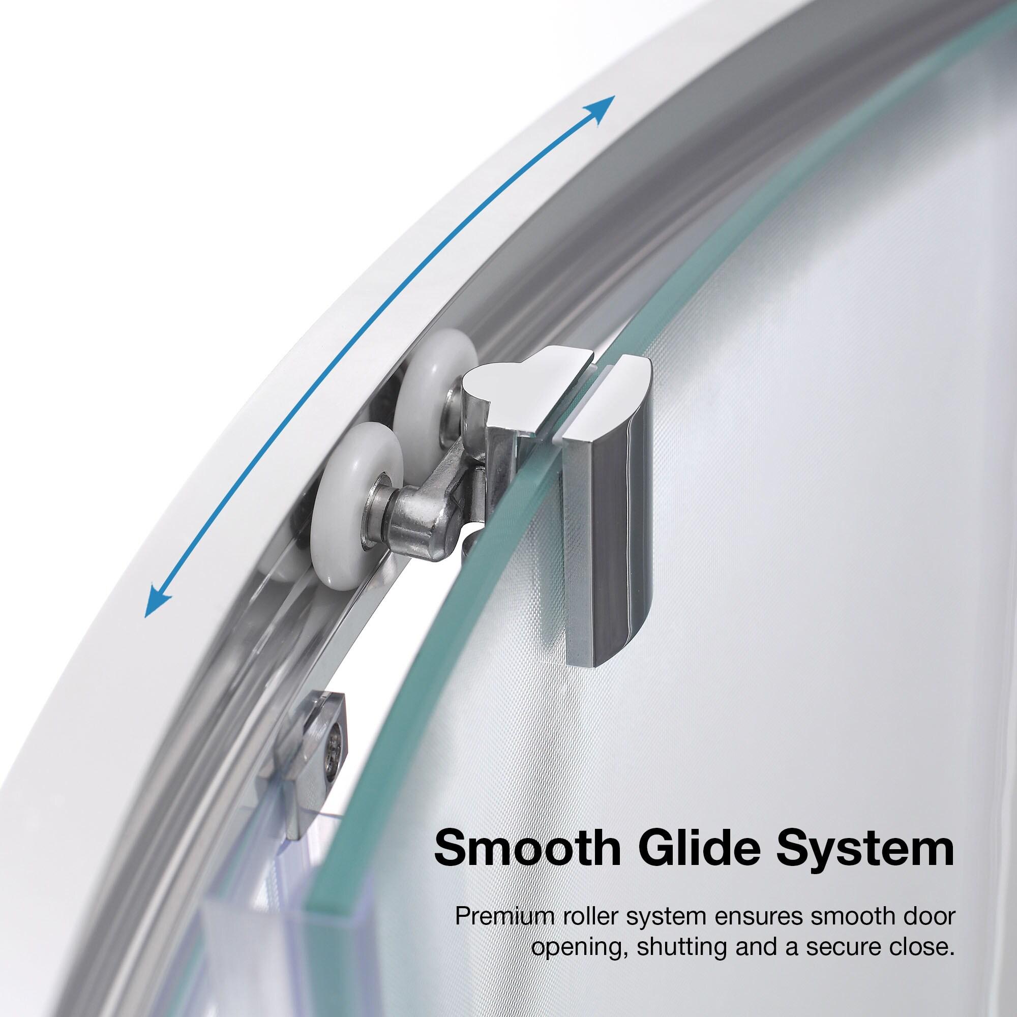 Ove Decors OVE Decors Breeze Premium 33 in. Round Shower Kit w/ Frosted, Base in Chrome Finish BREEZE 32 FROSTED GLASS KIT