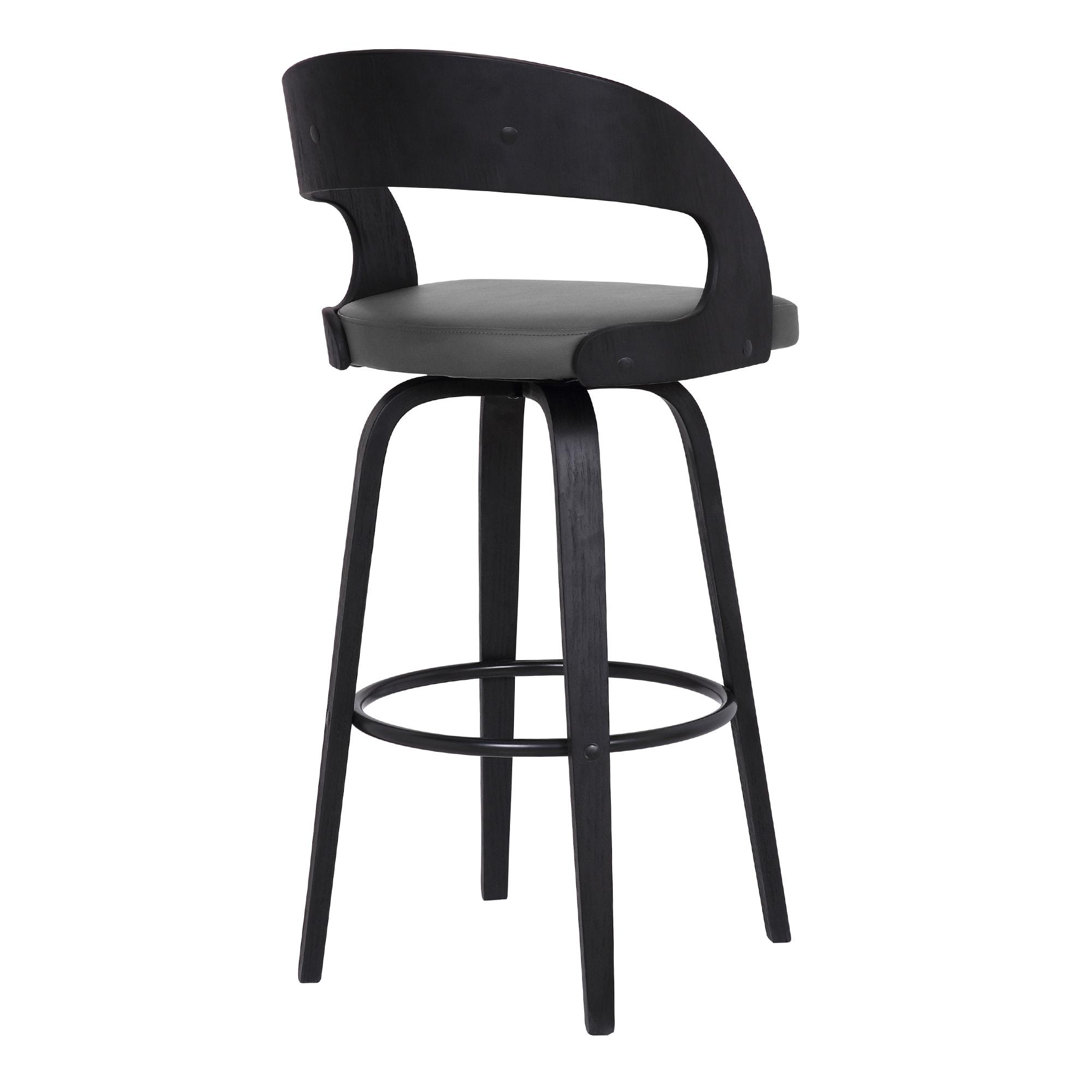 Shelly Black Wood and Metal Swivel Counter Stool