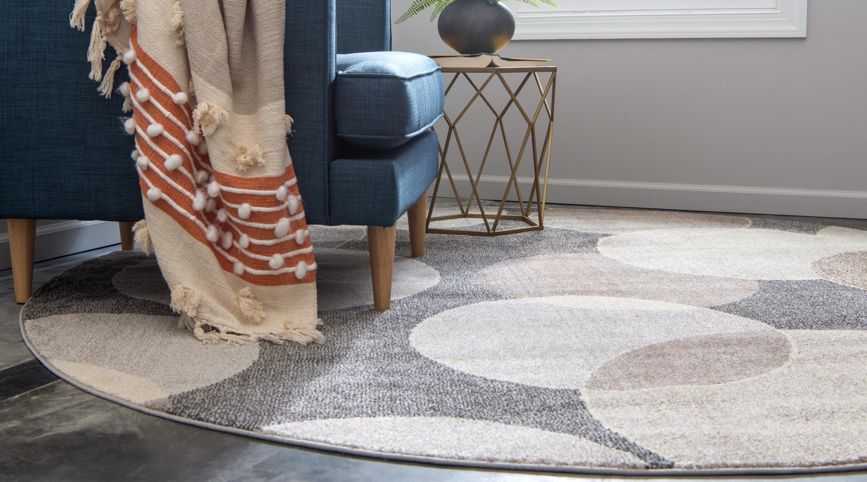 Unique Loom 8' 0 x 8' 0 Round Gray Chromatic Seaside Area Rug