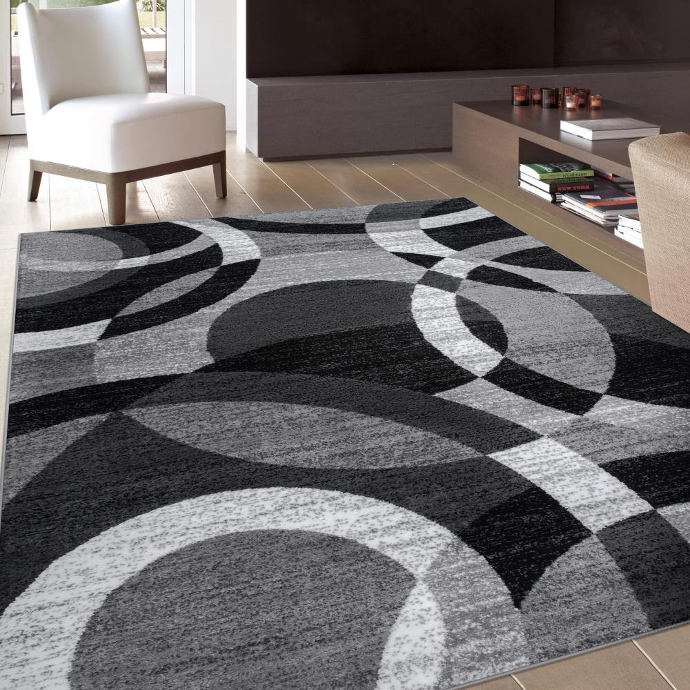 World Rug Gallery Geometric Circles Gray 3'3" x 5' Area Rug