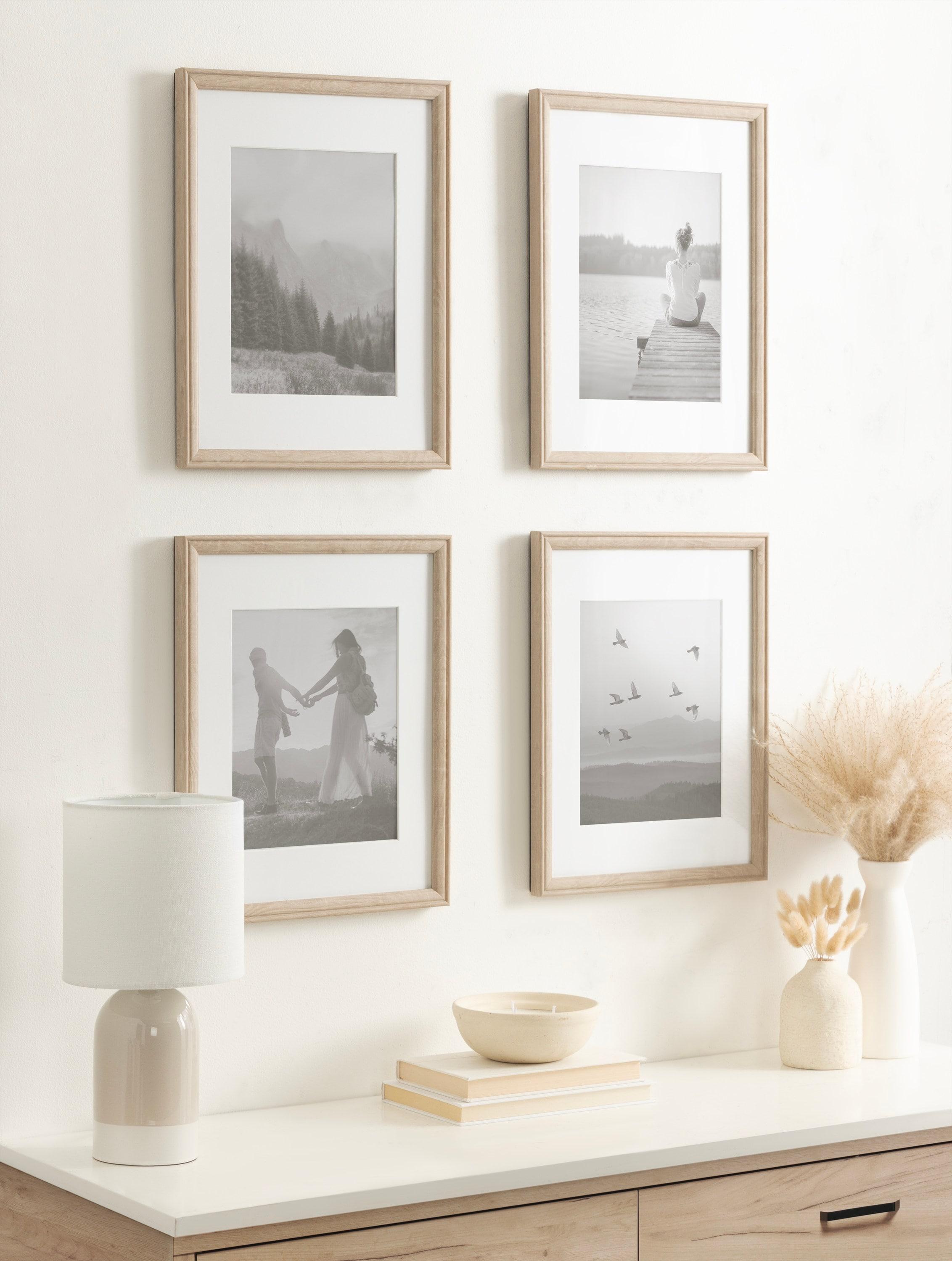 Kate & Laurel All Things Decor (Set of 4) 11"x14" Matted to 8"x10" Adlynn Rectangle Picture Frames Natural