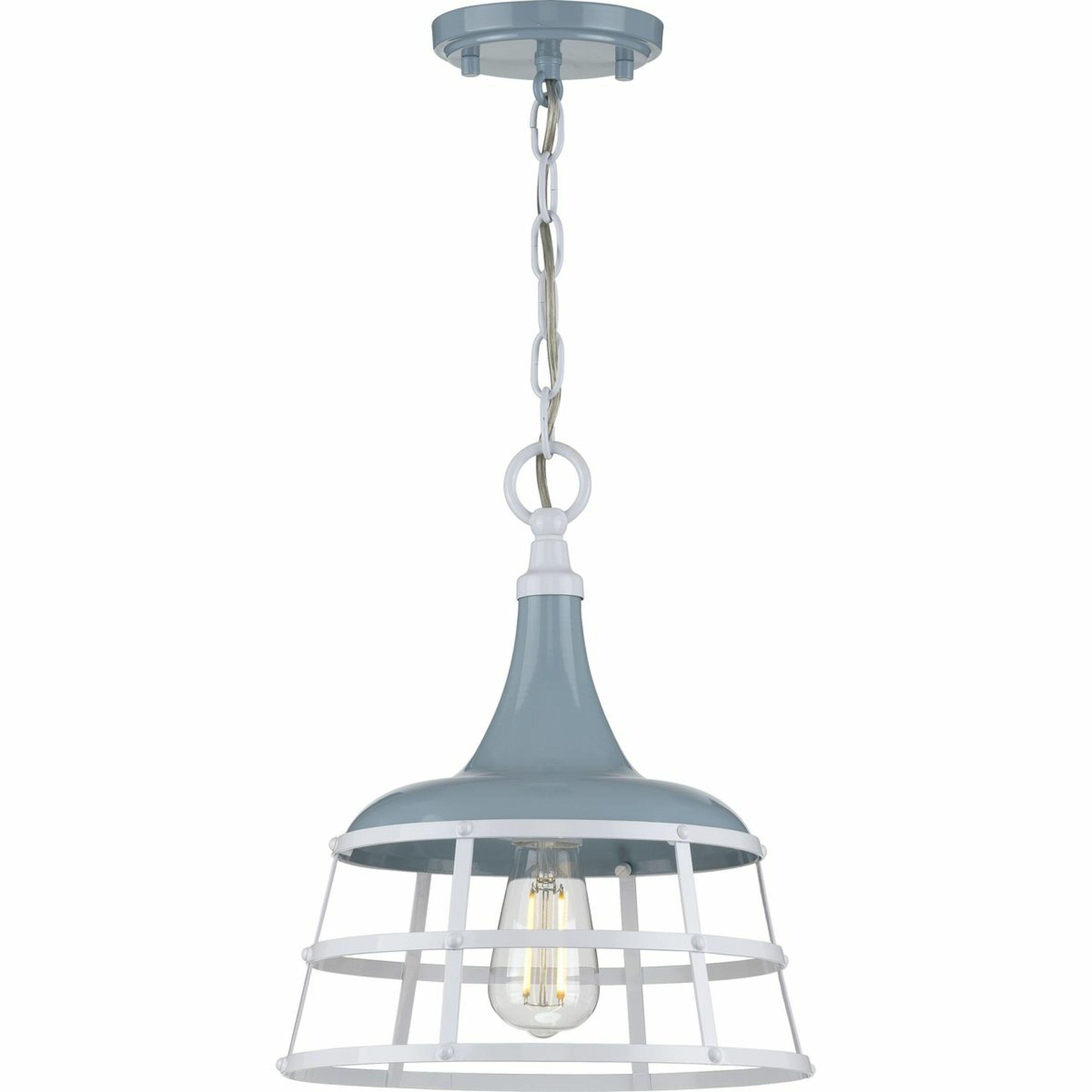 Progress Lighting, Bastille Collection, 1-Light Mini-Pendant, Coastal Blue, Country Basket Shade