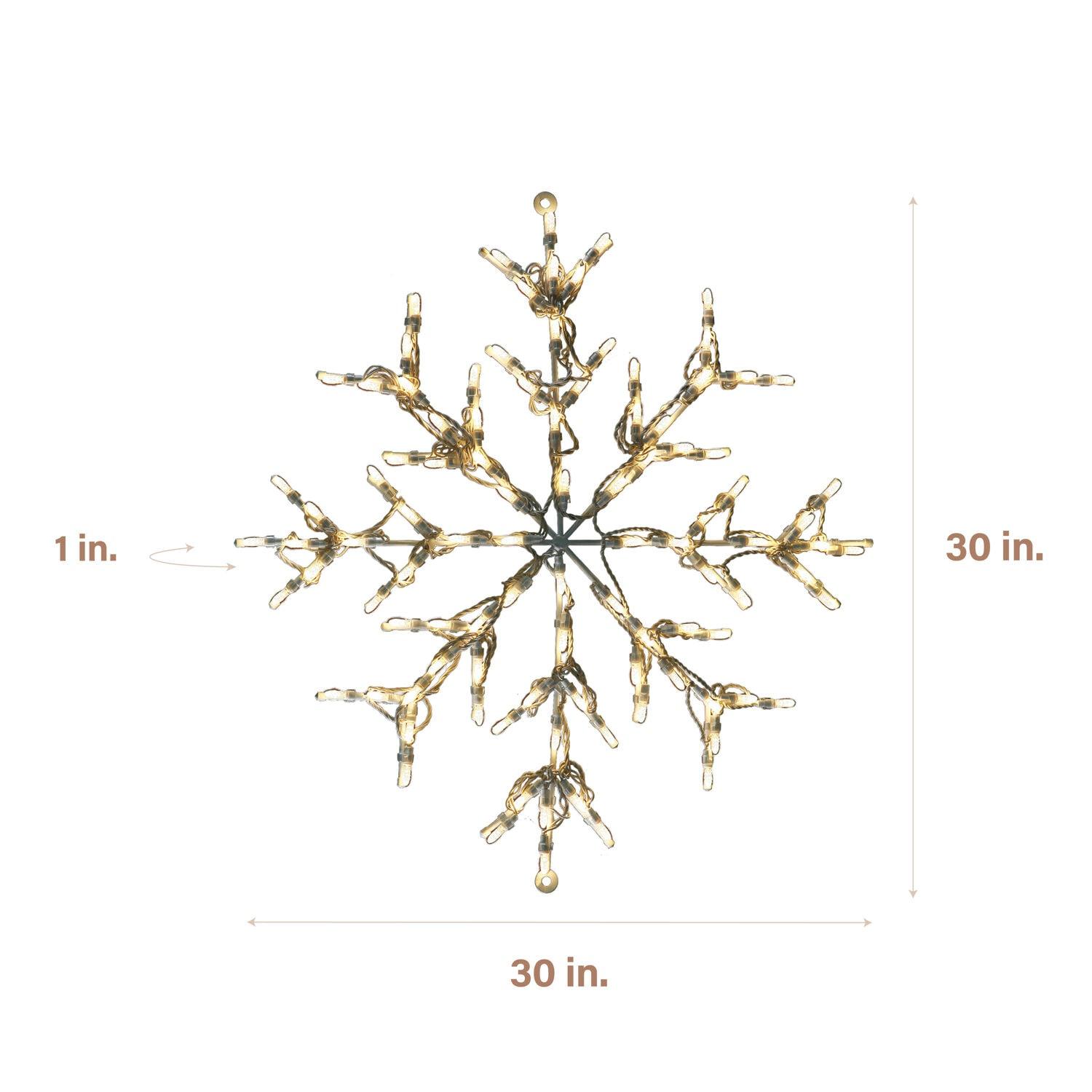 Fraser Hill Farm 30” LED Snowflake Light Decoration in Warm White for Indoor & Outdoor, FFCHLED030-STR0-WT