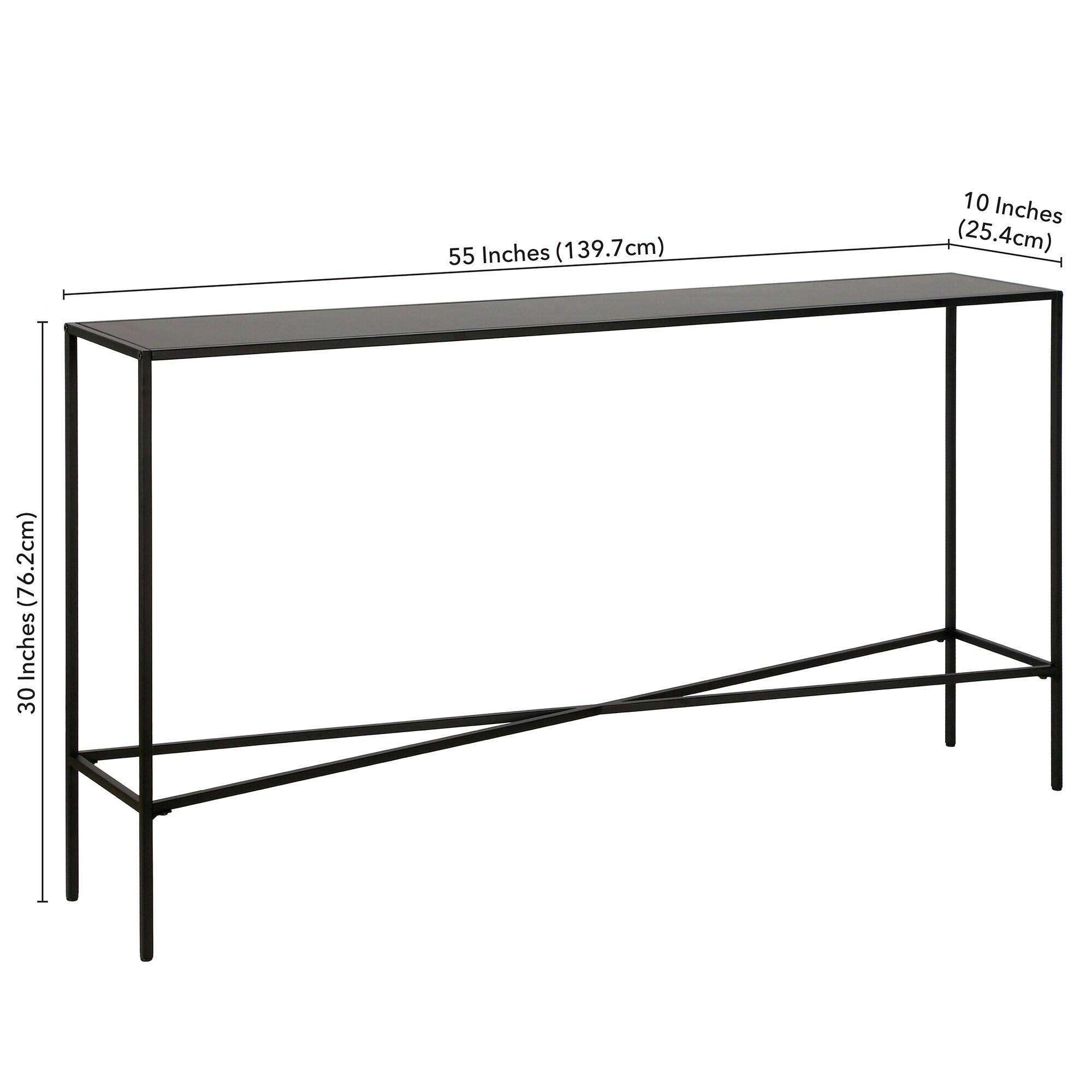 Evelyn&Zoe Henley 55" Wide Rectangular Console Table with Metal Top, Blackened Bronze