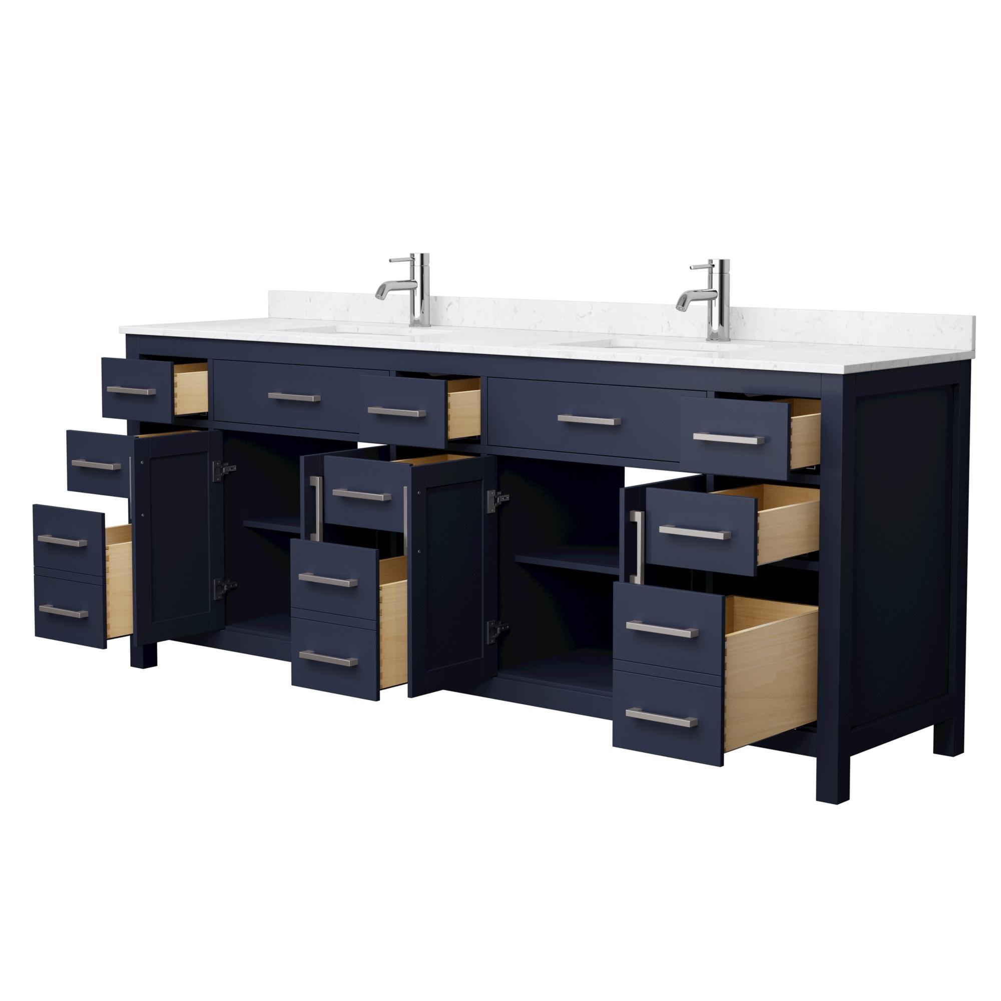 Wyndham Collection Beckett 84" Freestanding Double Bathroom Vanity with Cultured Marble Top