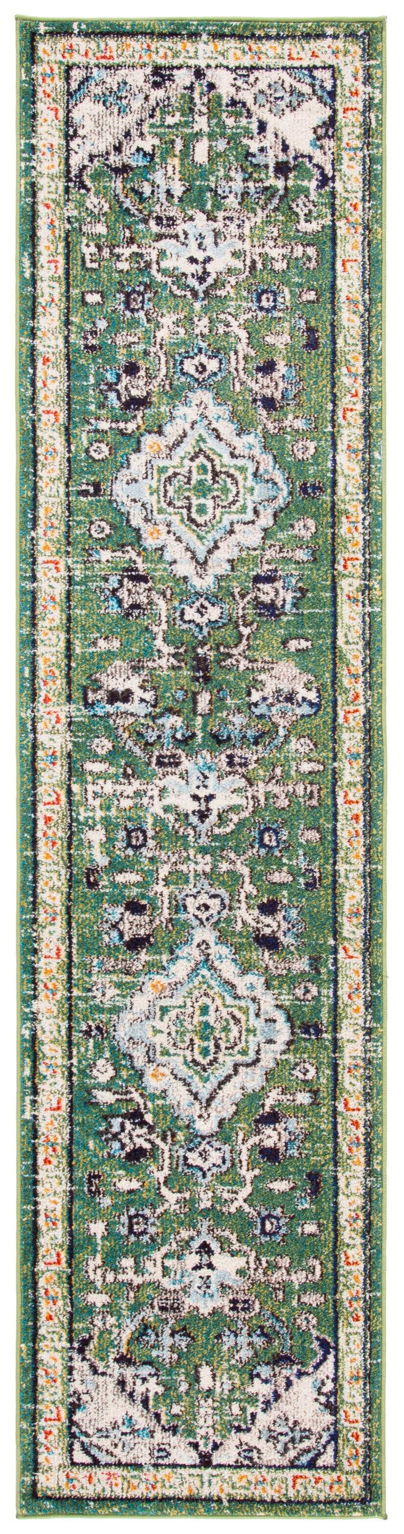 Madison MAD474 Power Loomed Runner Rug - Green/Turquoise - 2'2"x6' - Safavieh.