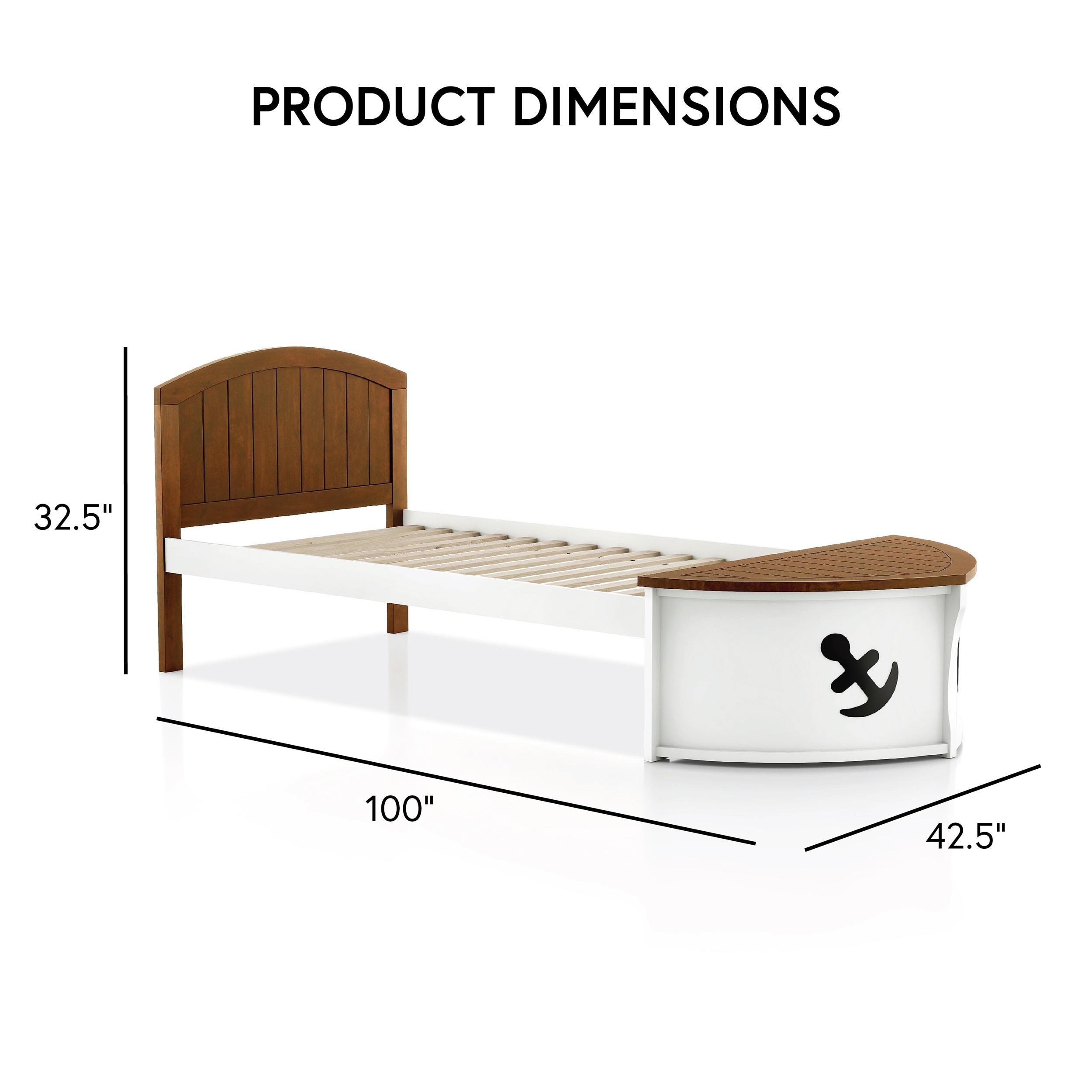 Furniture of America Badedu Kids Solid Wood Twin Captain Bed White and Oak