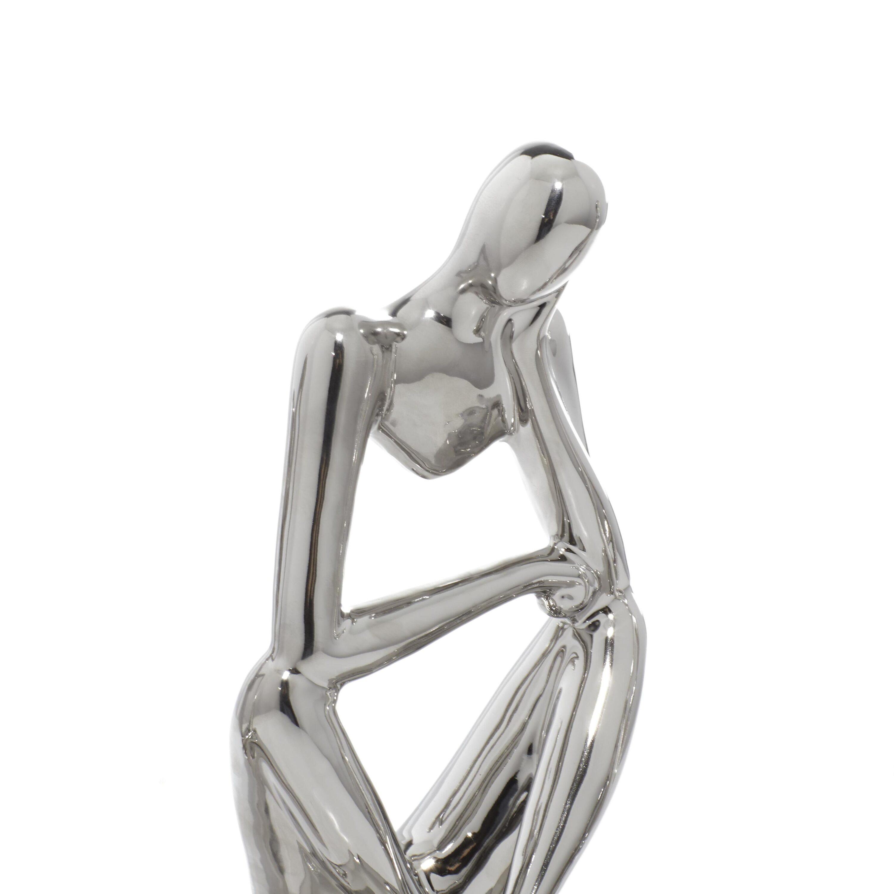 CosmoLiving by Cosmopolitan Porcelain Ceramic Sitting Thinker People Decorative Sculpture Set