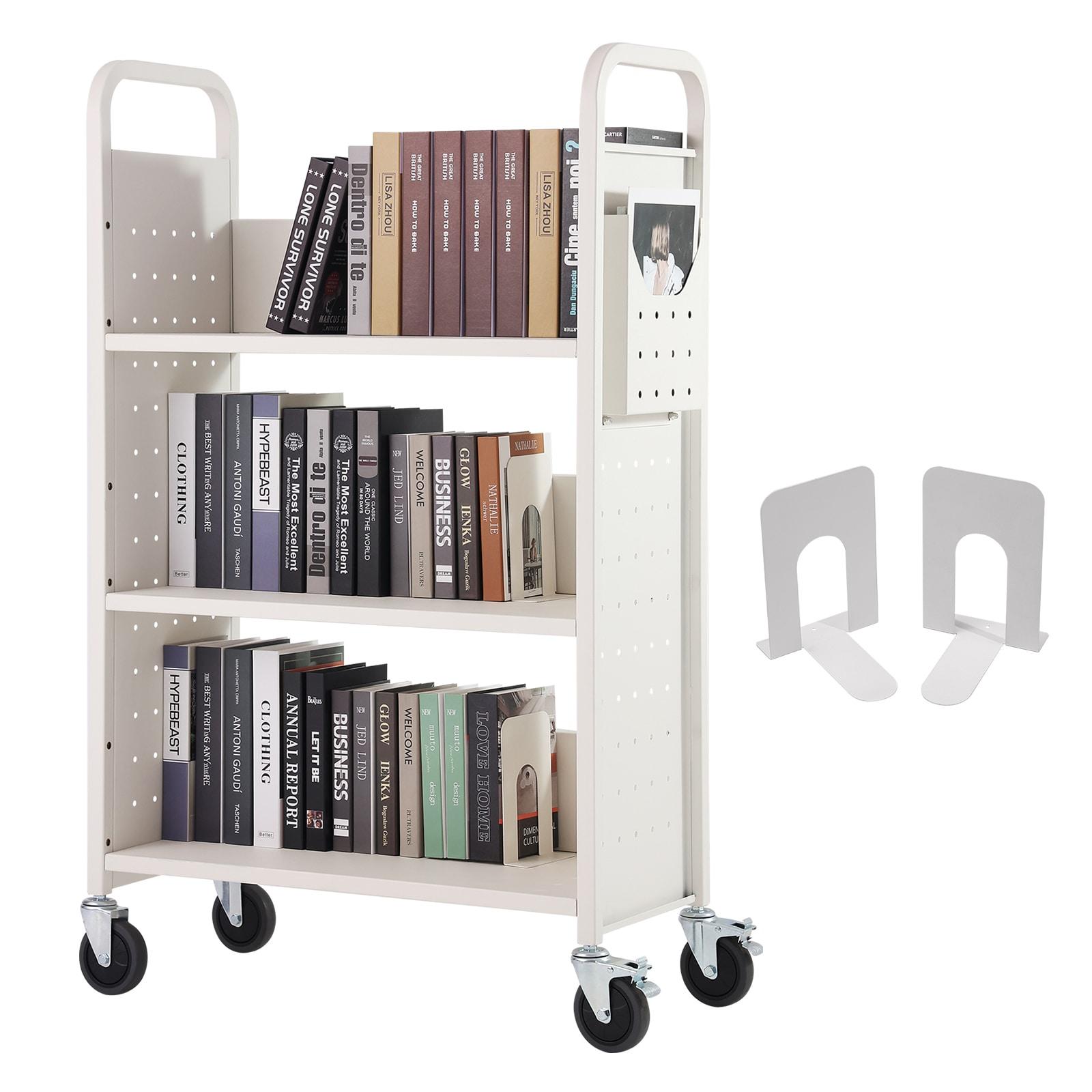 VEVOR 49.2'' H x 31.1'' W Book Cart with Wheels